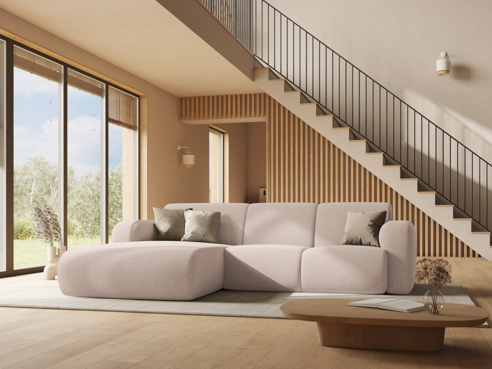 Molino Ecksofa rechts 4 Sitzer in Beige präsentiert im Onlineshop von KAQTU Design AG. Ecksofa rechts ist von Micadoni