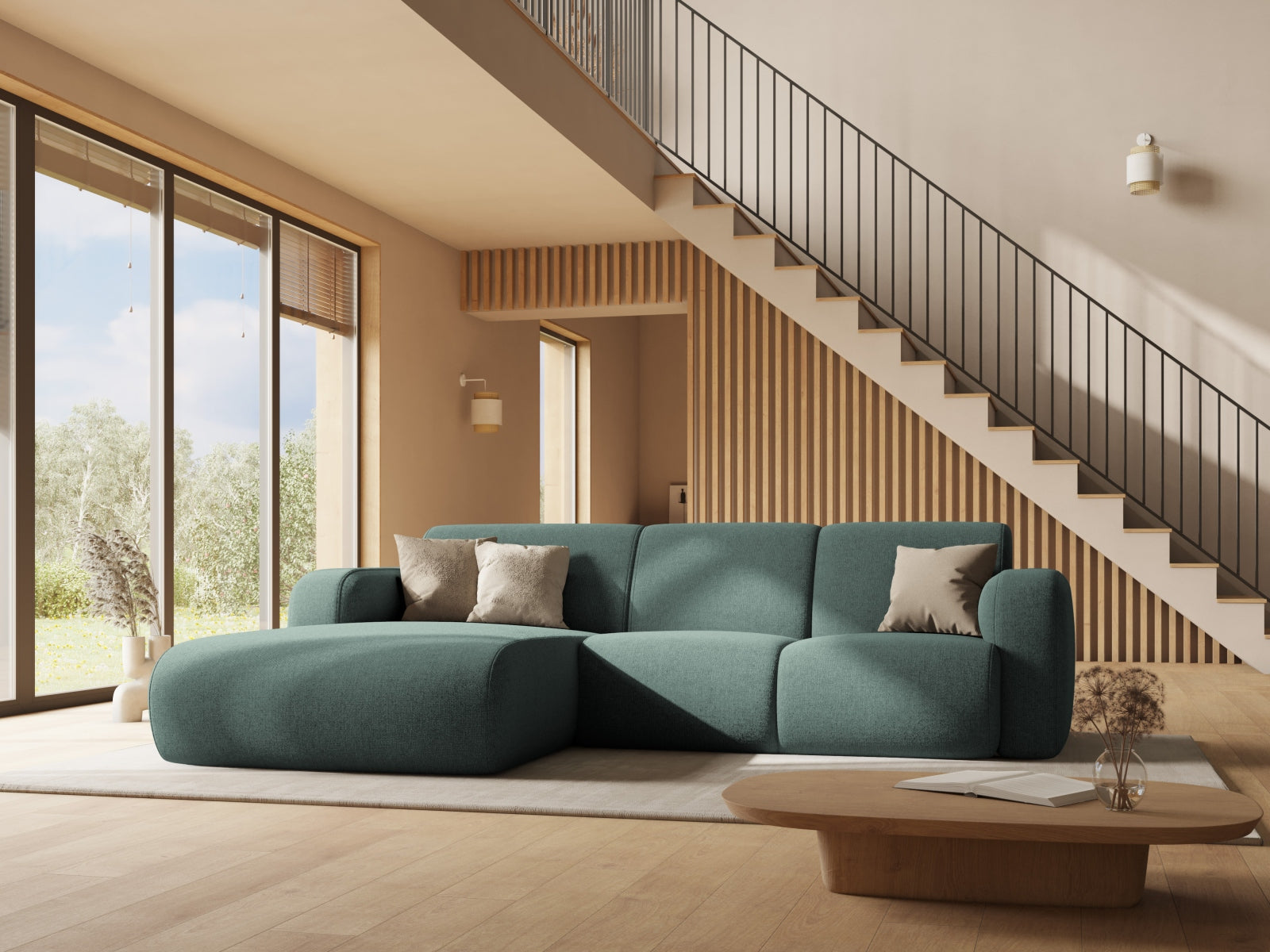 Molino Ecksofa rechts 4 Sitzer in Petrol präsentiert im Onlineshop von KAQTU Design AG. Ecksofa rechts ist von Micadoni