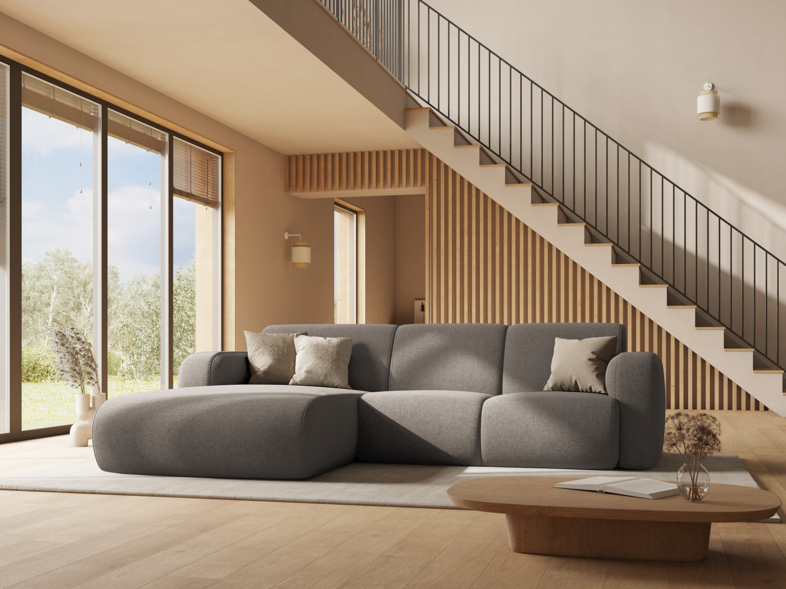 Molino Ecksofa rechts 4 Sitzer in Light Grey präsentiert im Onlineshop von KAQTU Design AG. Ecksofa rechts ist von Micadoni