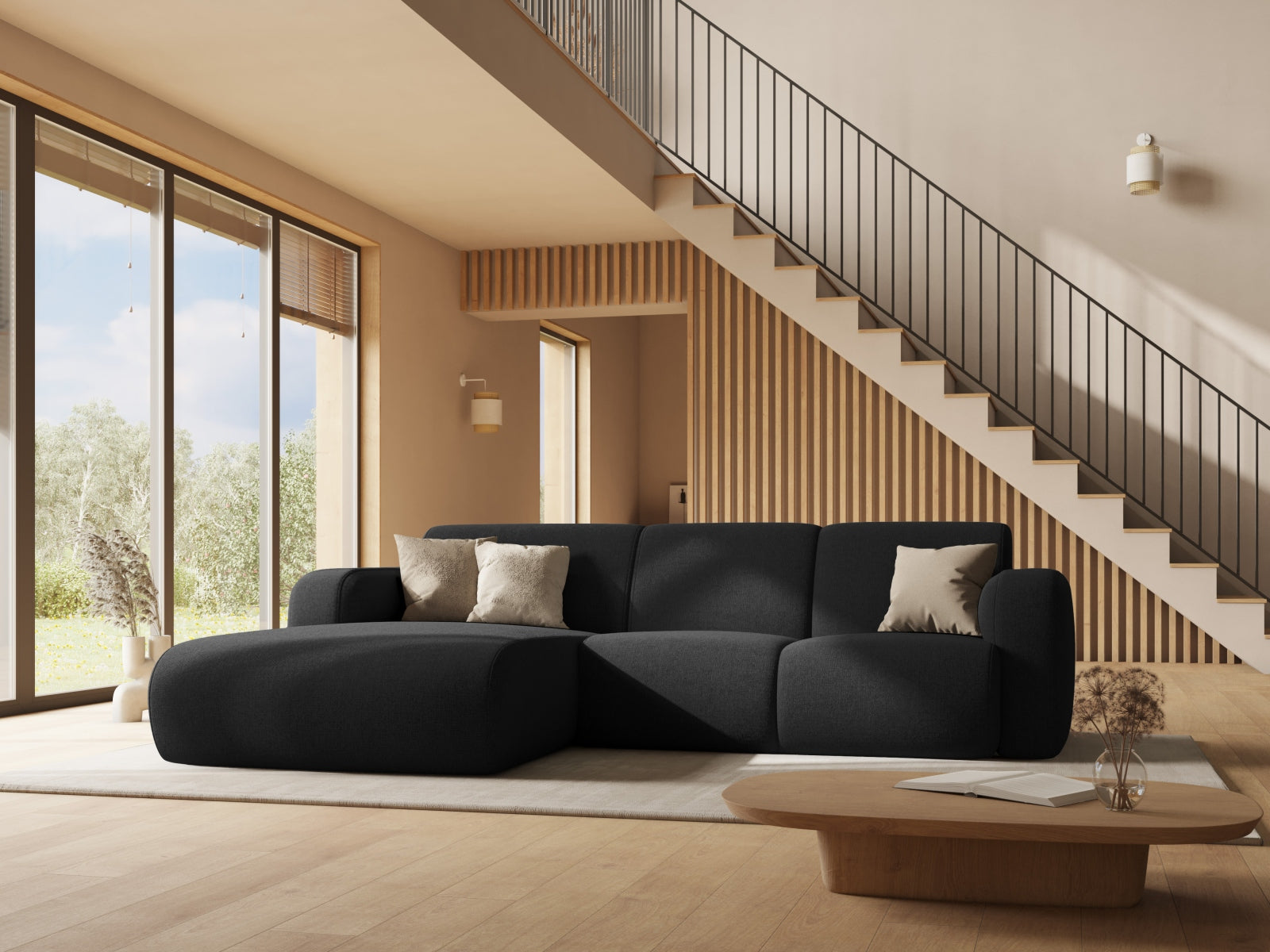 Molino Ecksofa rechts 4 Sitzer in Black präsentiert im Onlineshop von KAQTU Design AG. Ecksofa rechts ist von Micadoni