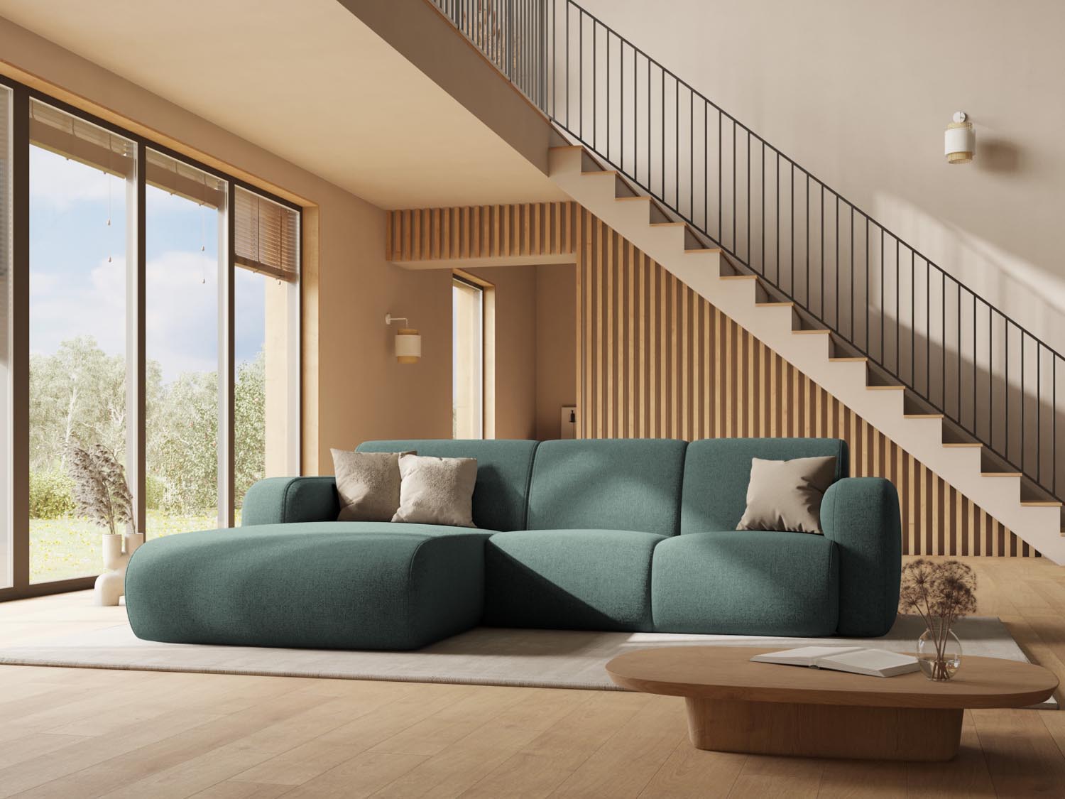 Stylisches Molino Ecksofa in Dunkelgrau, 4-Sitzer, ideal für moderne Wohnräume. Komfort und Eleganz vereint in einem L-Sofa von Micadoni.