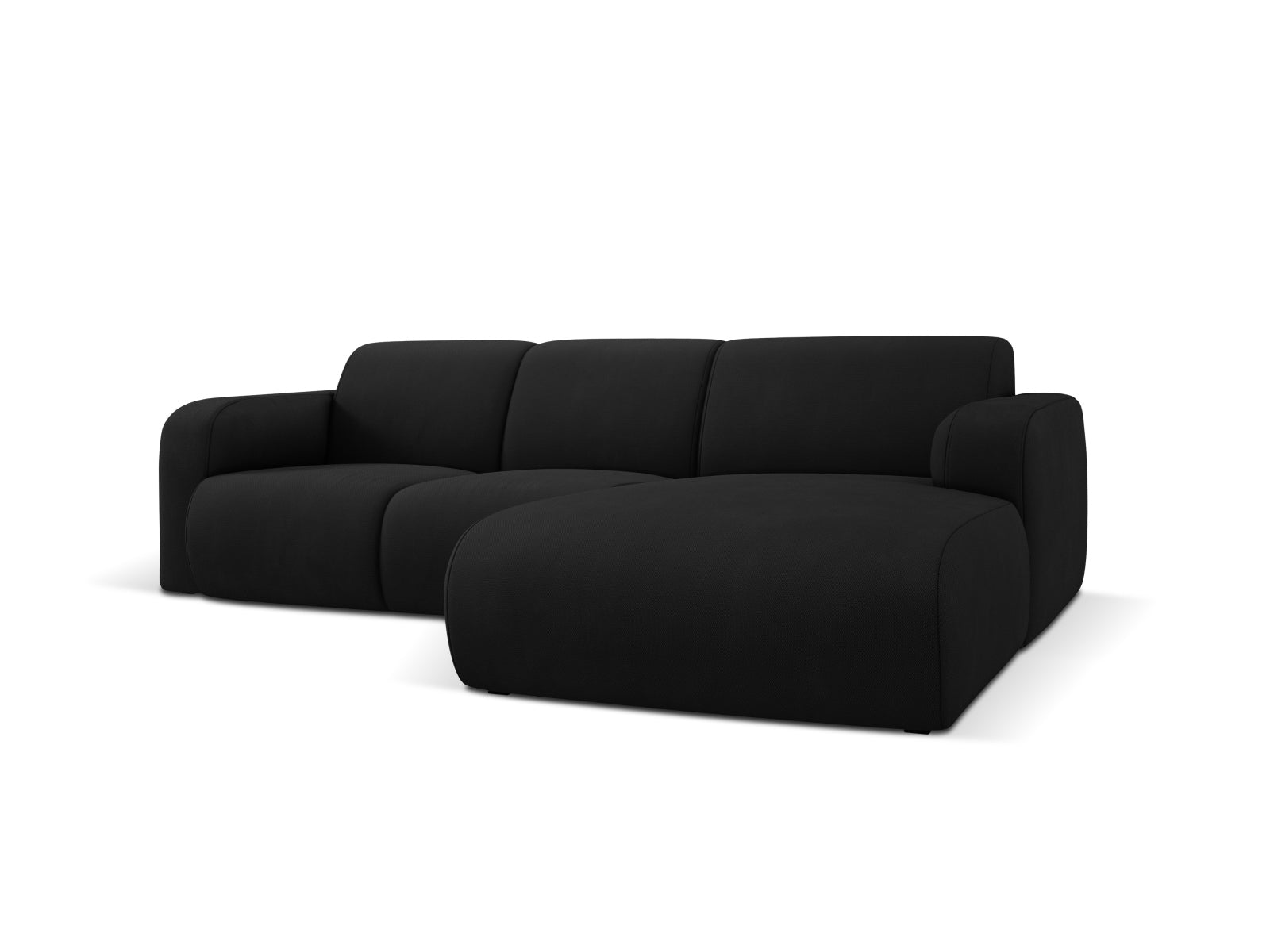 Modernes 4-Sitzer Molino Ecksofa rechts in Black-Rebel, perfekt für stilvolle Wohnzimmer und entspannte Stunden mit Freunden.