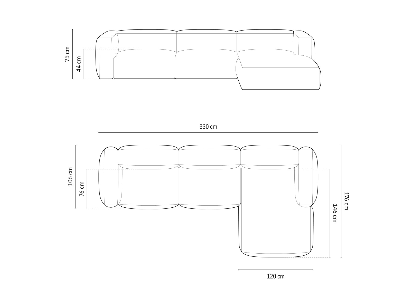 Martina Modulares Ecksofa rechts 3 Sitzer in Light Beige präsentiert im Onlineshop von KAQTU Design AG. Ecksofa rechts ist von Micadoni