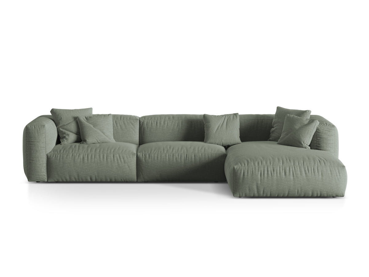 Martina Modulares Ecksofa rechts 3 Sitzer in Moss Green-Boston präsentiert im Onlineshop von KAQTU Design AG. L-Sofa rechts ist von Micadoni