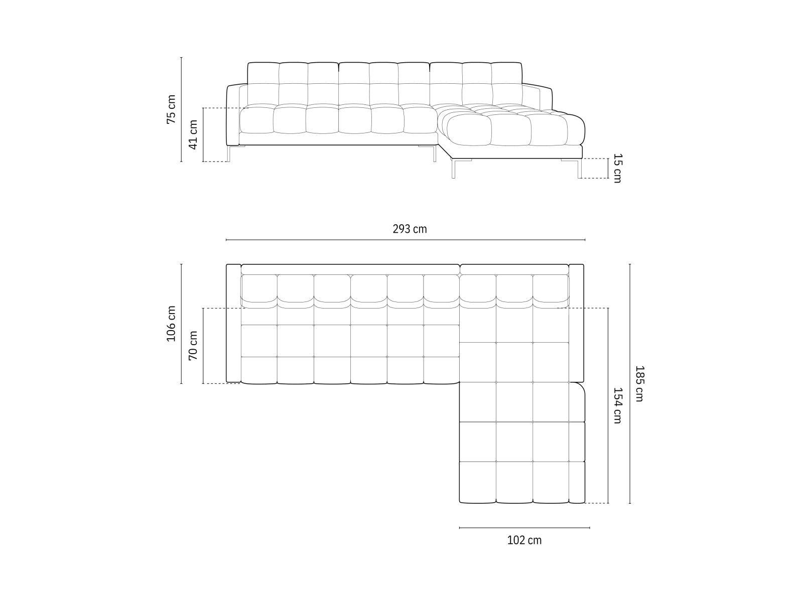 Mamaia Ecksofa rechts 5 Sitzer in Blue/Schwarz präsentiert im Onlineshop von KAQTU Design AG. Ecksofa rechts ist von Micadoni