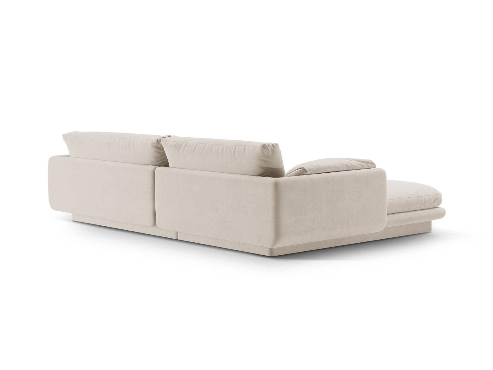 Luxuriöses Torino Velour Ecksofa in Ecru-Casino, 4-Sitzer, rechtsseitig, ideal für moderne Wohnräume von Micadoni.