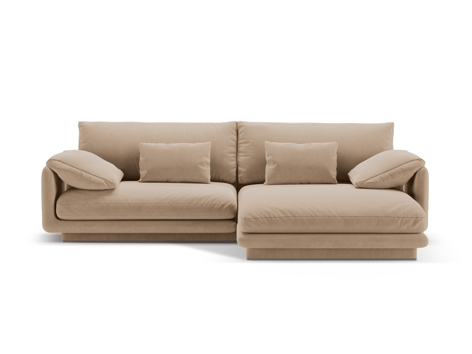 Torino Velour Ecksofa rechts 4 Sitzer in Sand-Casino präsentiert im Onlineshop von KAQTU Design AG. L-Sofa rechts ist von Micadoni