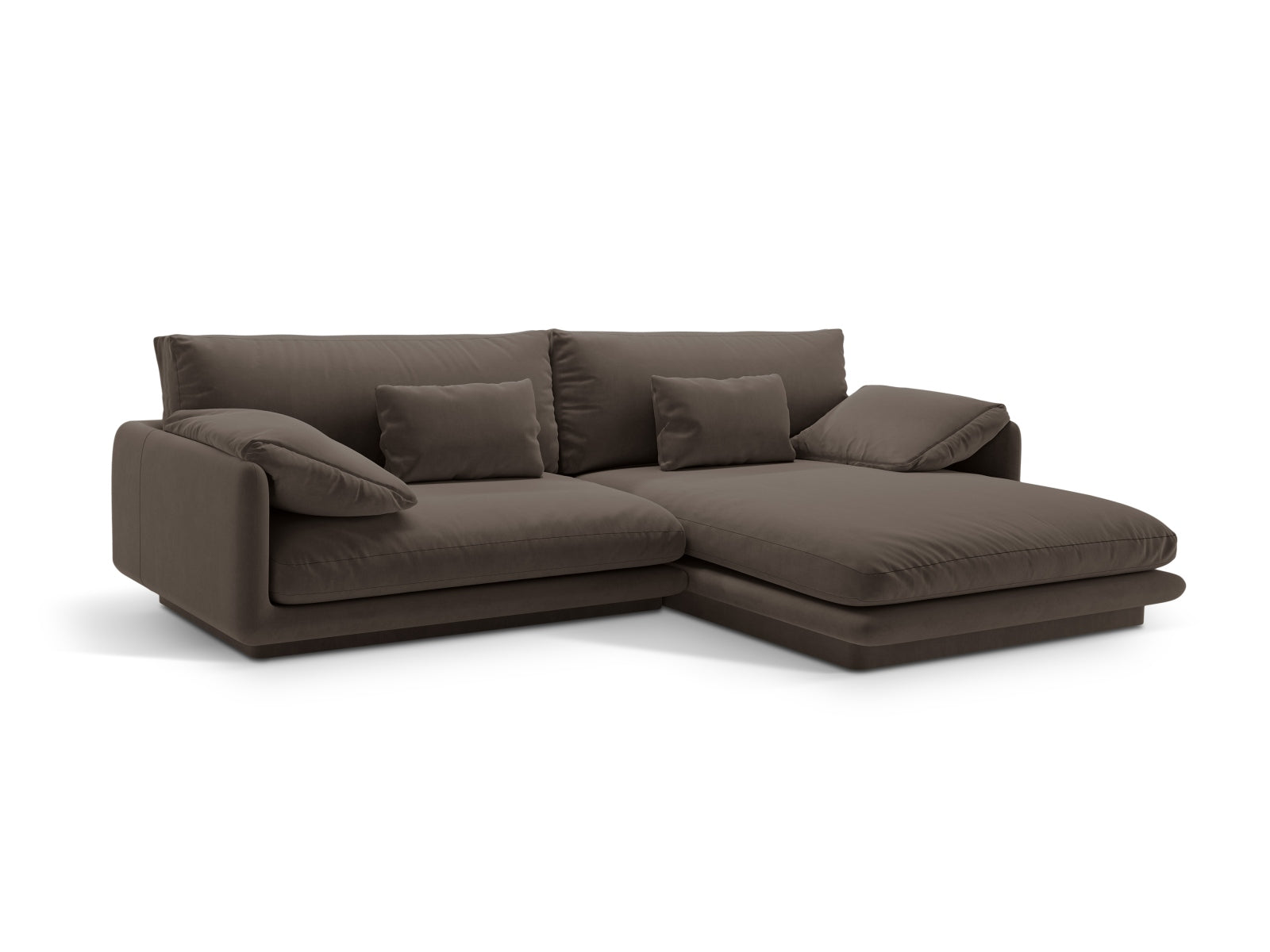 Elegantes Torino Velour Ecksofa rechts, 4-Sitzer in stilvollem Ebony-Casino, ideal für moderne Wohnräume. Hochwertige Verarbeitung von Micadoni.
