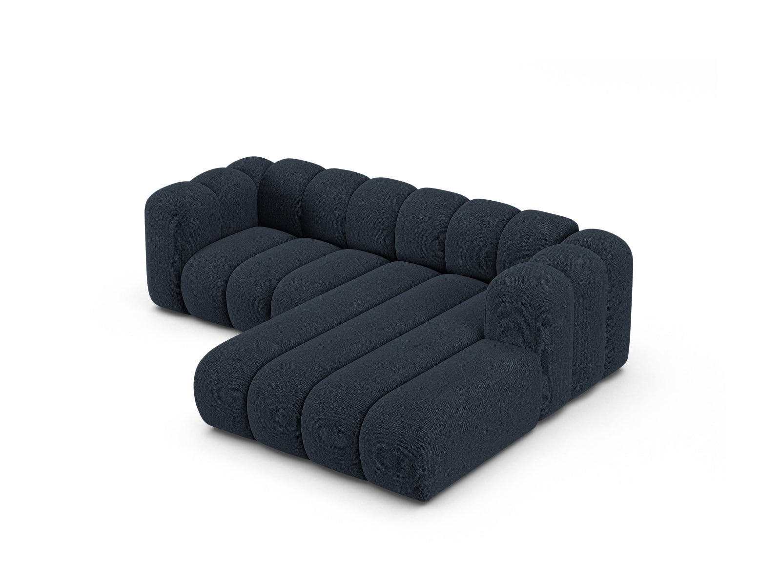 Modernes 3-Sitzer Ecksofa Lupine in Navy Blue-Eden, perfekt für gemütliche Wohnzimmer, erhältlich bei Micadoni.