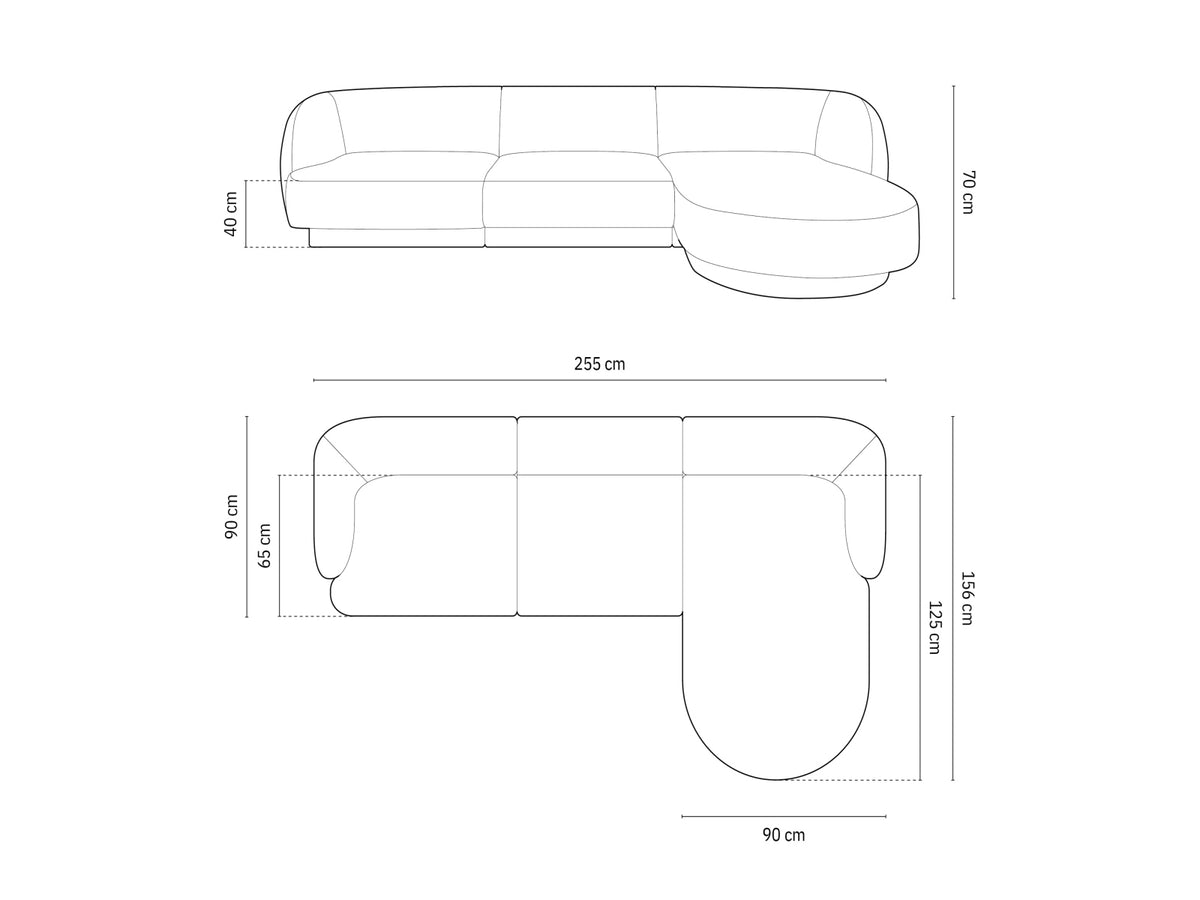 Miley Ecksofa rechts 4 Sitzer in Ivory-Eden präsentiert im Onlineshop von KAQTU Design AG. L-Sofa rechts ist von Micadoni