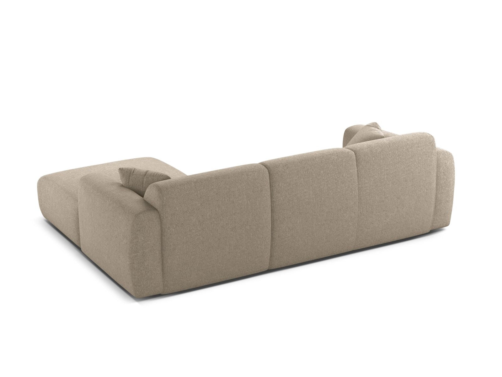 Elegantes 4-Sitzer Ecksofa rechts Molino in luxuriösem Dunkelbeige, ideal für gemütliche Abende und stilvolle Einrichtung.