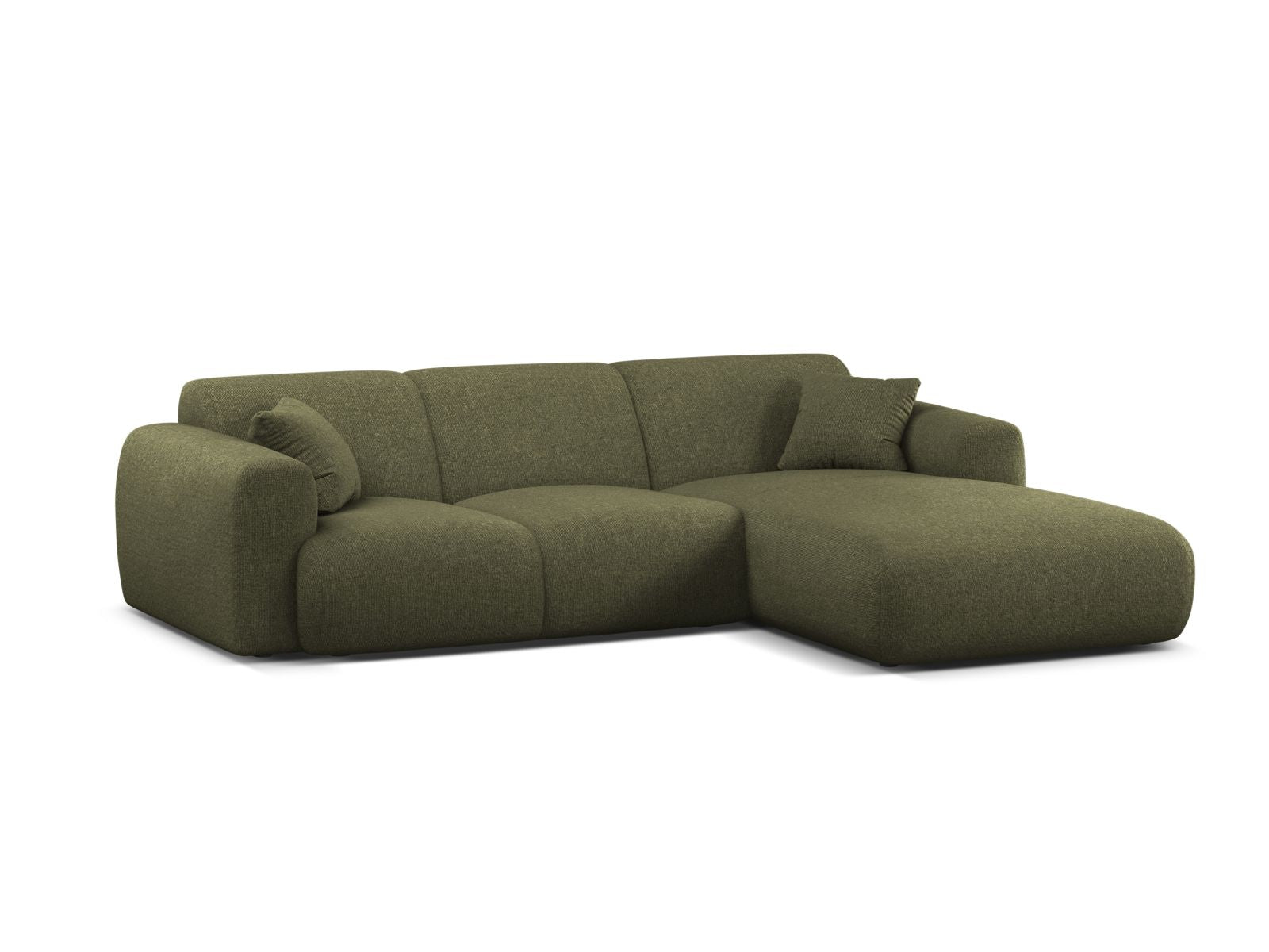 Elegantes 4-Sitzer Ecksofa rechts Molino in stilvollem Grün, ideal für moderne Wohnräume, erhältlich bei KAQTU Design AG.