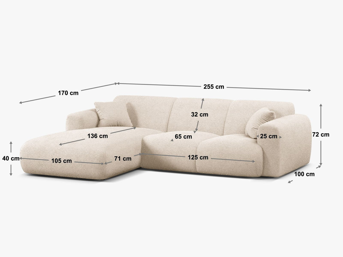 4-Sitzer Ecksofa rechts Molino in Dark Grey-Eden präsentiert im Onlineshop von KAQTU Design AG. Ecksofa rechts ist von Micadoni