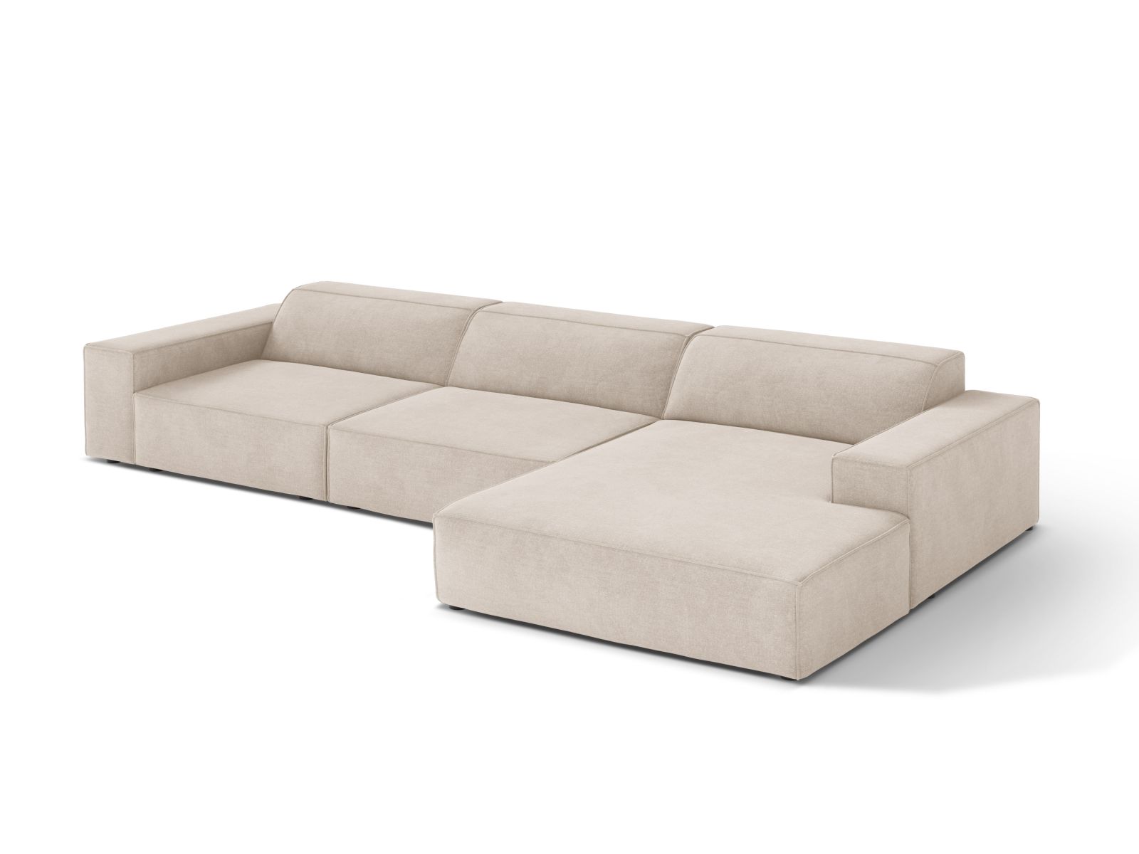 Beige 4-Sitzer Ecksofa Jodie von Micadoni, stilvolles Design mit komfortabler Polsterung, ideal für moderne Wohnräume.