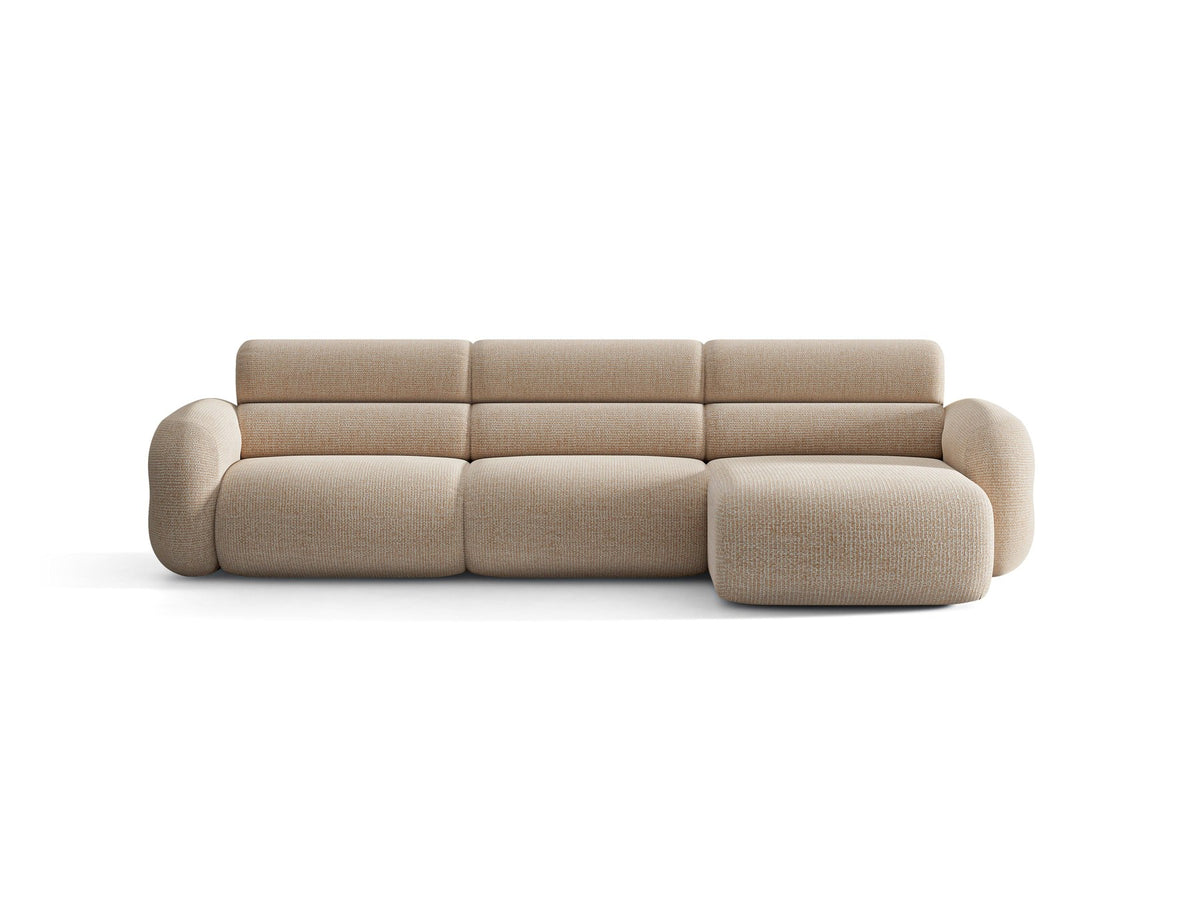 Neo Linkes Ecksofa von Micadoni in dunklem Olivgrün, L-Form mit hoher Rückenlehne, strukturiertem Baloo-Stoff und schwarzen Kunststoffbeinen.