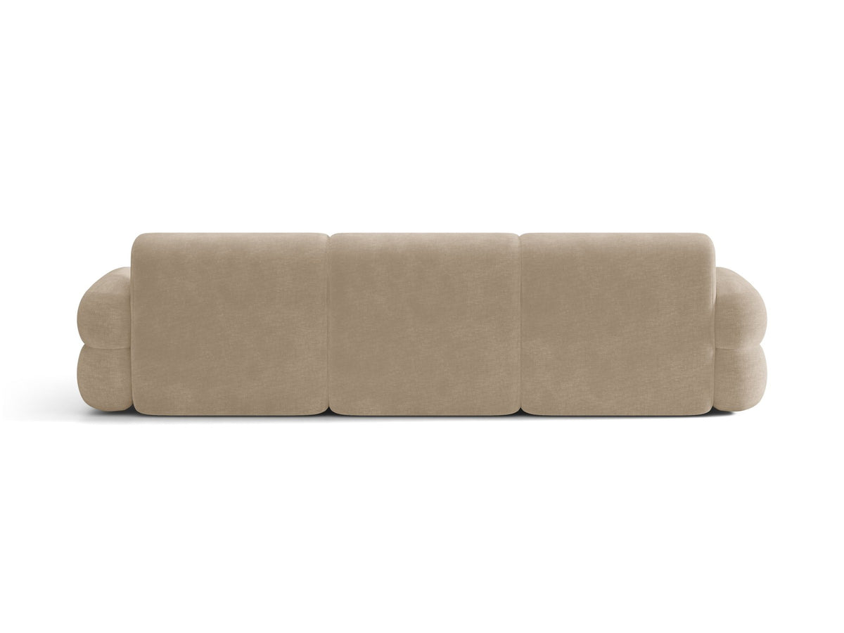 Neo Linkes Ecksofa von Micadoni in dunklem Olivgrün, L-Form mit hoher Rückenlehne, strukturiertem Baloo-Stoff und schwarzen Kunststoffbeinen.