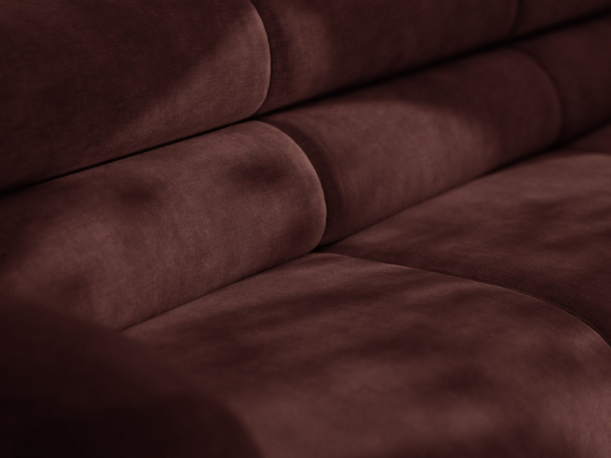 Neo Linkes Ecksofa von Micadoni in dunklem Olivgrün, L-Form mit hoher Rückenlehne, strukturiertem Baloo-Stoff und schwarzen Kunststoffbeinen.