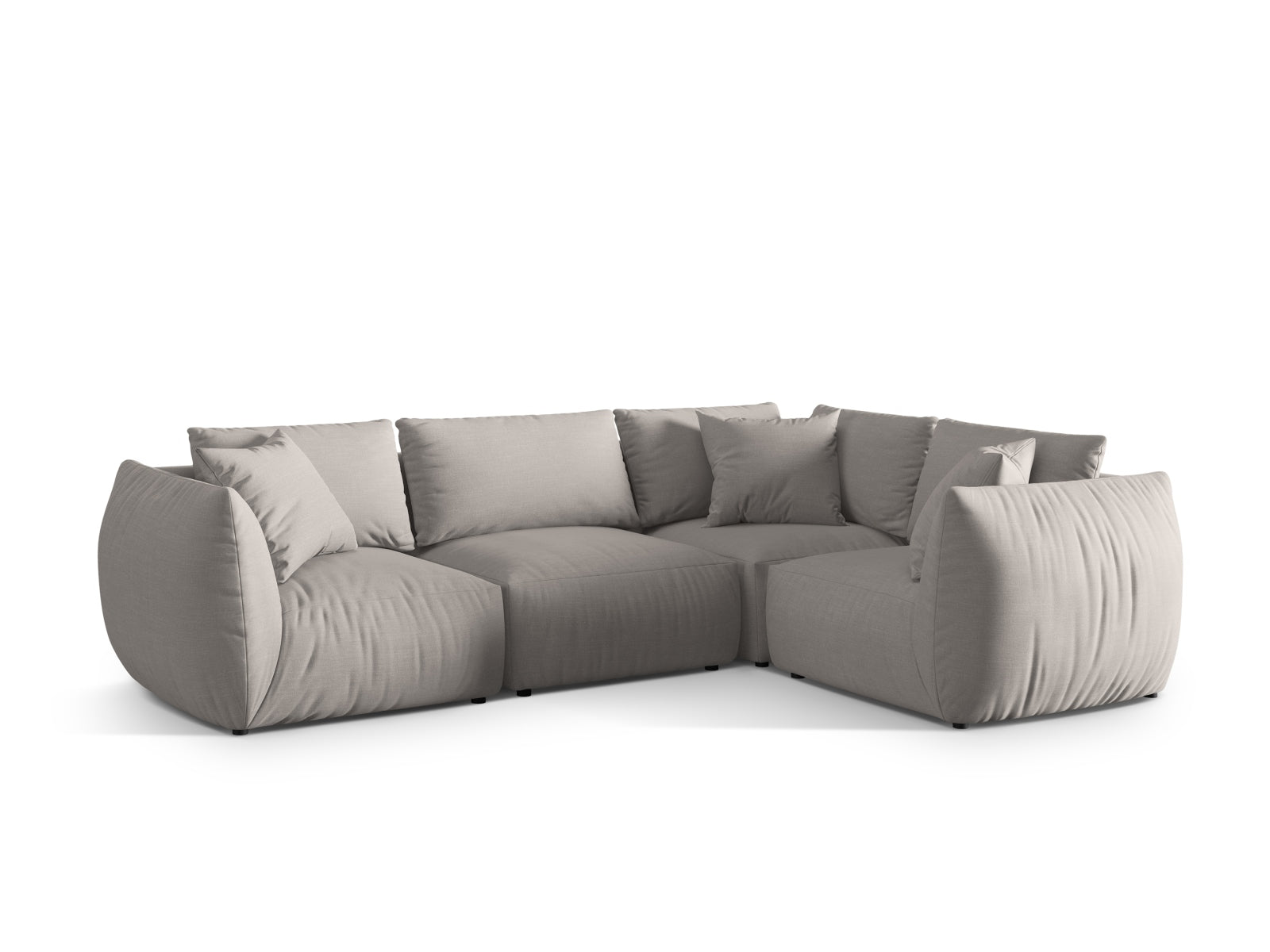 Modernes Chris Ecksofa rechts, 4-Sitzer in hochwertigem Natural-LINS, perfekt für stilvolle Wohnzimmer und entspannte Stunden.