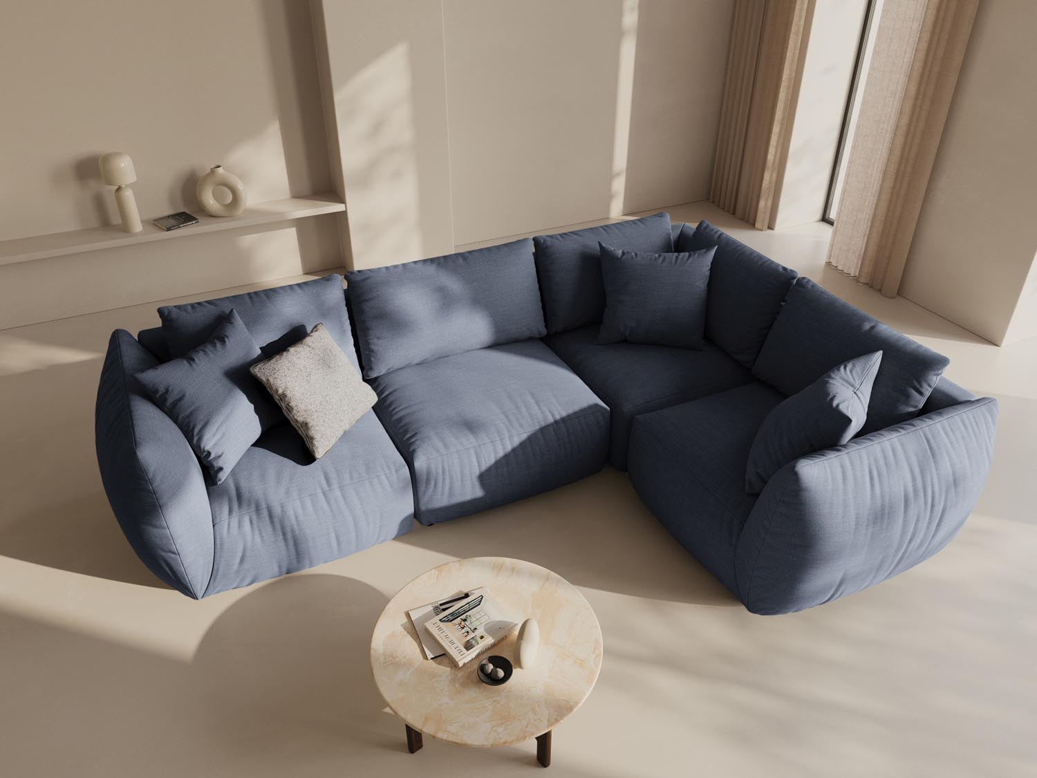 Stylisches Chris Ecksofa rechts im modernen Design, 4-Sitzer in sanftem Light Green, ideal für gemütliche Wohnräume.