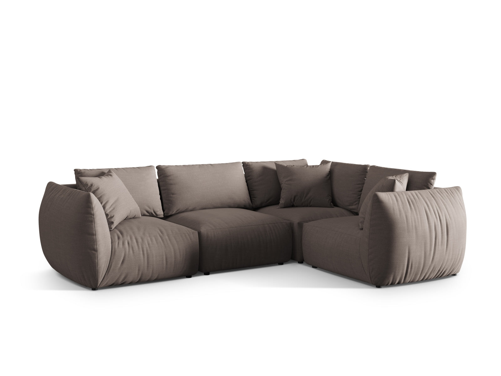 Elegantes Chris Ecksofa rechts, 4-Sitzer in sanftem Grauton, perfekt für stilvolle Wohnzimmer. Exquisite Qualität von Micadoni.