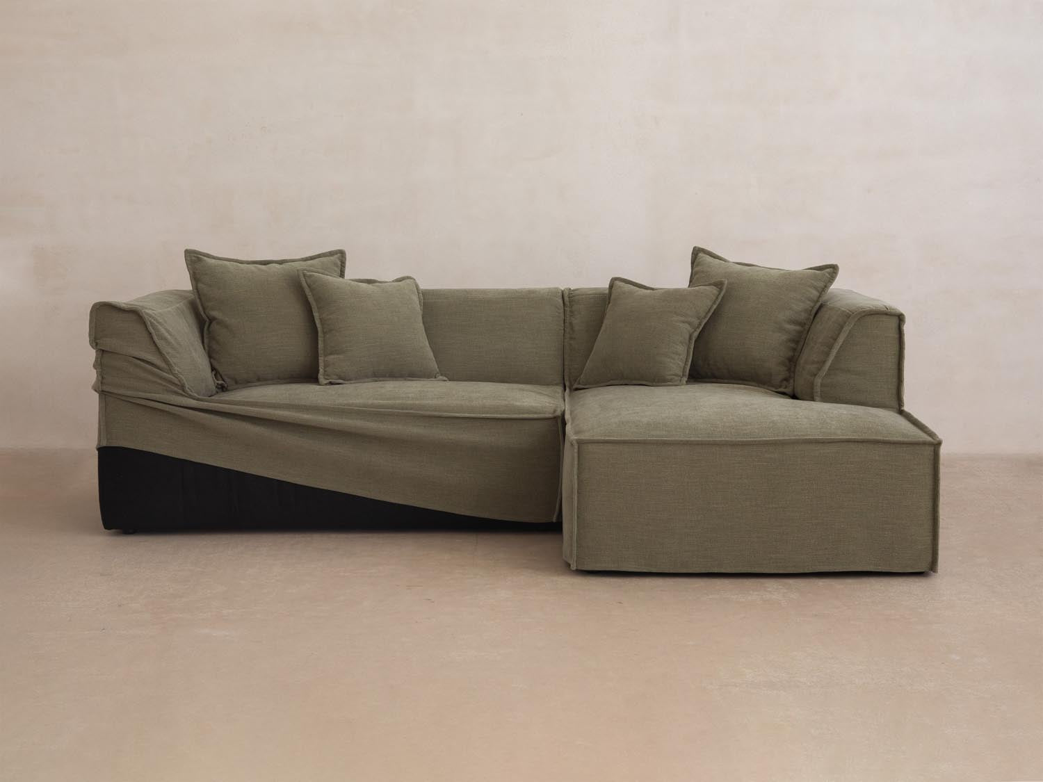 Milton Ecksofa rechts 4 Sitzer in Light Green präsentiert im Onlineshop von KAQTU Design AG. Ecksofa rechts ist von Micadoni