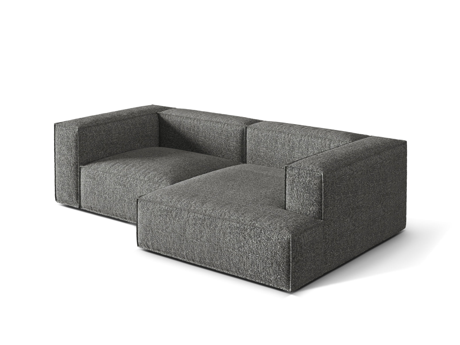 Modernes Nuria Boucle Ecksofa rechts, 3-Sitzer in Graphite-Monet, perfekt für gemütliche und stilvolle Wohnbereiche.