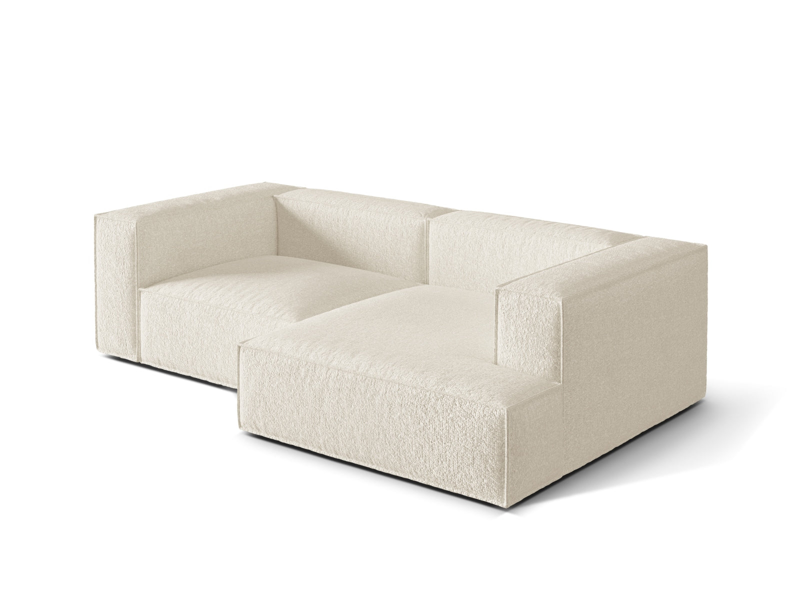 Modernes Nuria Boucle Ecksofa in Ivory-Monet, 3-Sitzer, perfekt für gemütliche Ecken und stilvolle Einrichtung, erhältlich bei Micadoni.