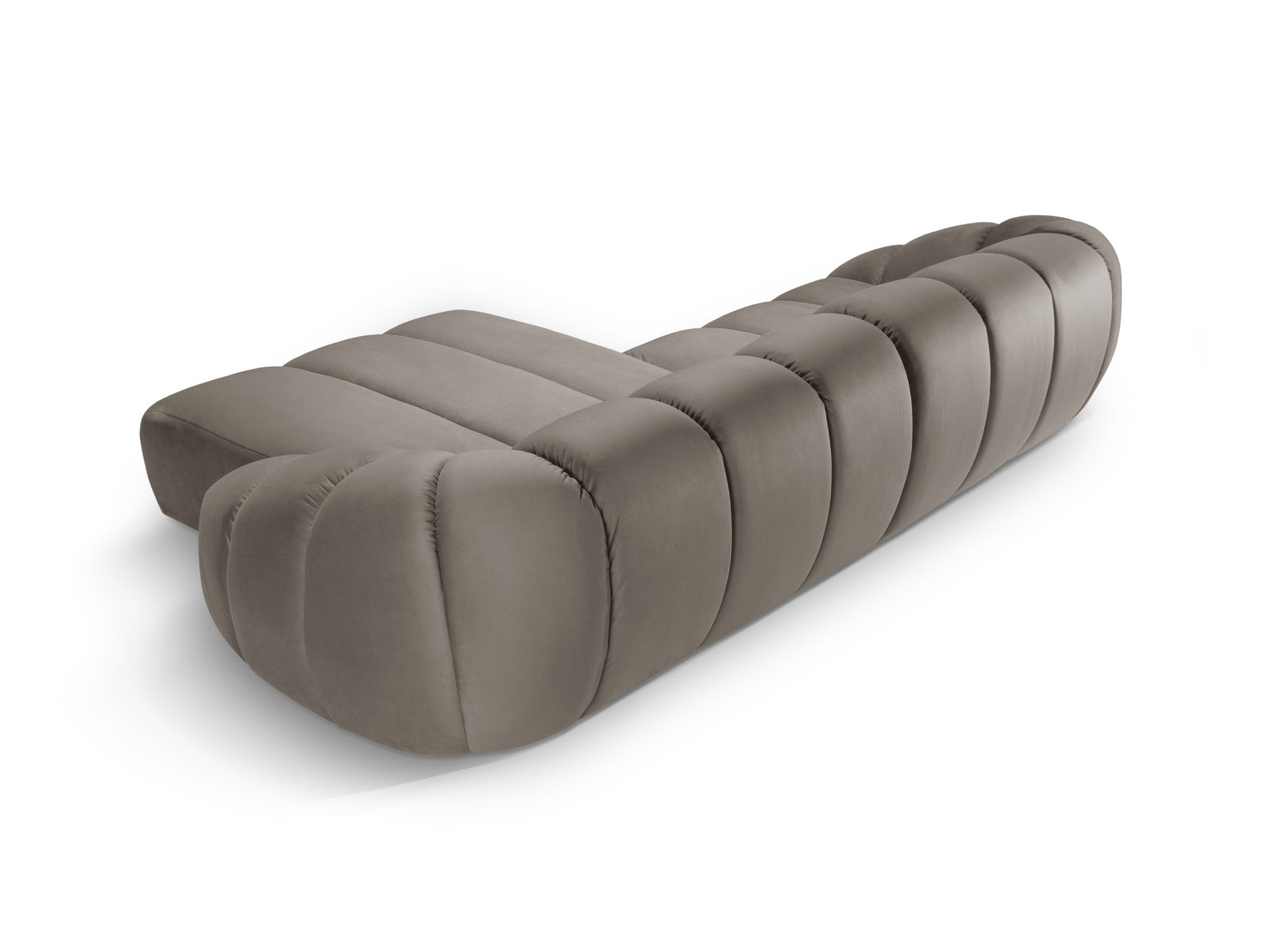 Modernes L-Sofa in Grau-Braun, 4-Sitzer Diana Velour von Micadoni, perfekt für gemütliche und stilvolle Wohnbereiche.