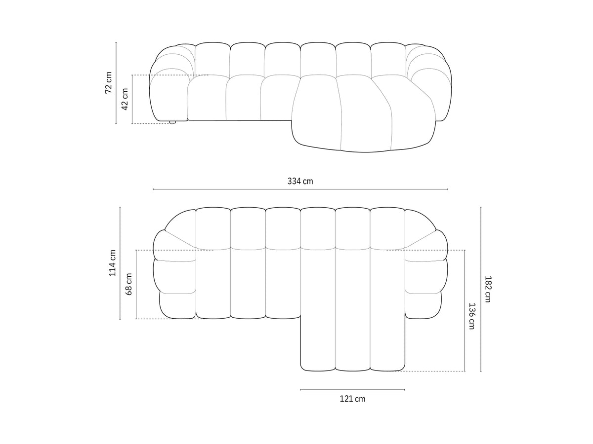 Diana Velour Ecksofa rechts 4 Sitzer in Royal Blue-Salvador präsentiert im Onlineshop von KAQTU Design AG. L-Sofa rechts ist von Micadoni
