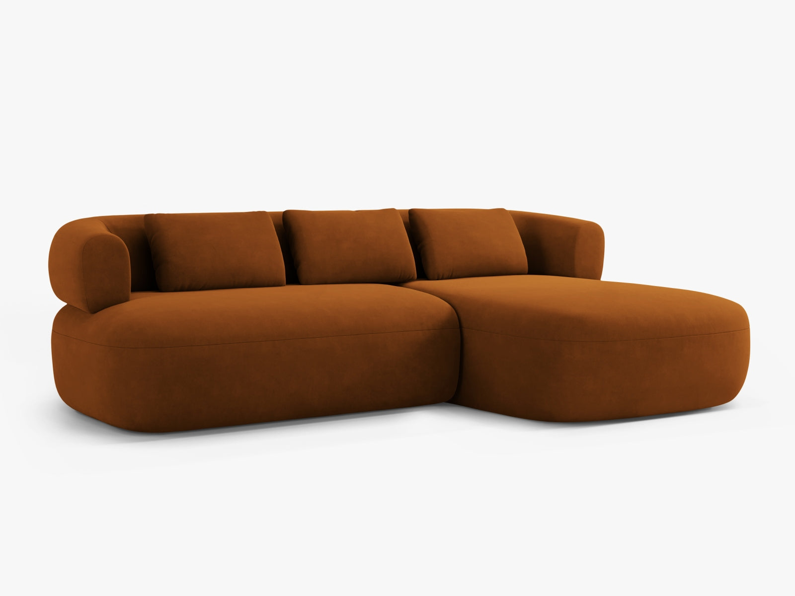 Jenny Velour Ecksofa rechts 5 Sitzer in Terracotta präsentiert im Onlineshop von KAQTU Design AG. Ecksofa rechts ist von Micadoni