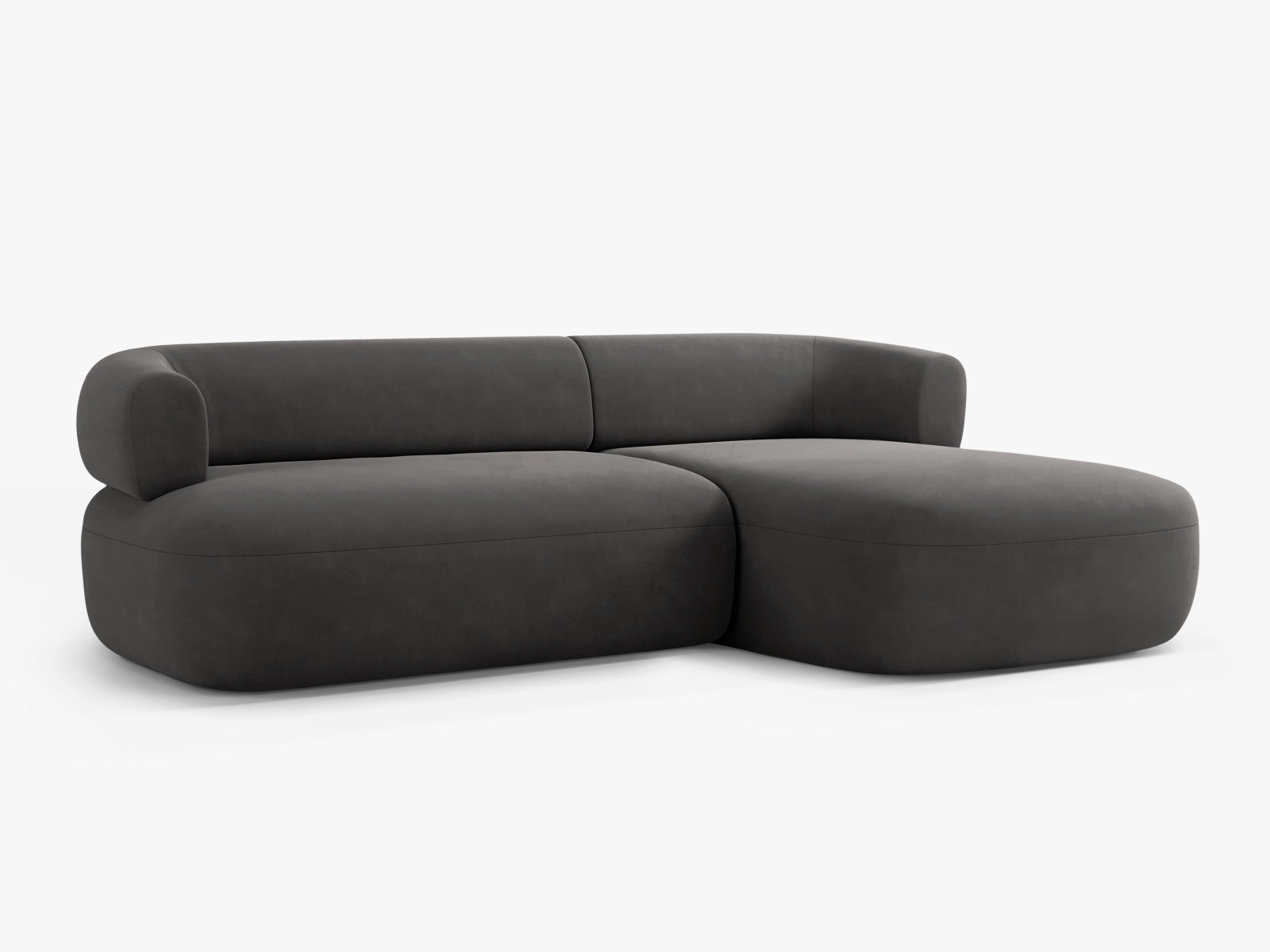 Jenny Velour Ecksofa rechts 5 Sitzer in Dark Grey präsentiert im Onlineshop von KAQTU Design AG. Ecksofa rechts ist von Micadoni