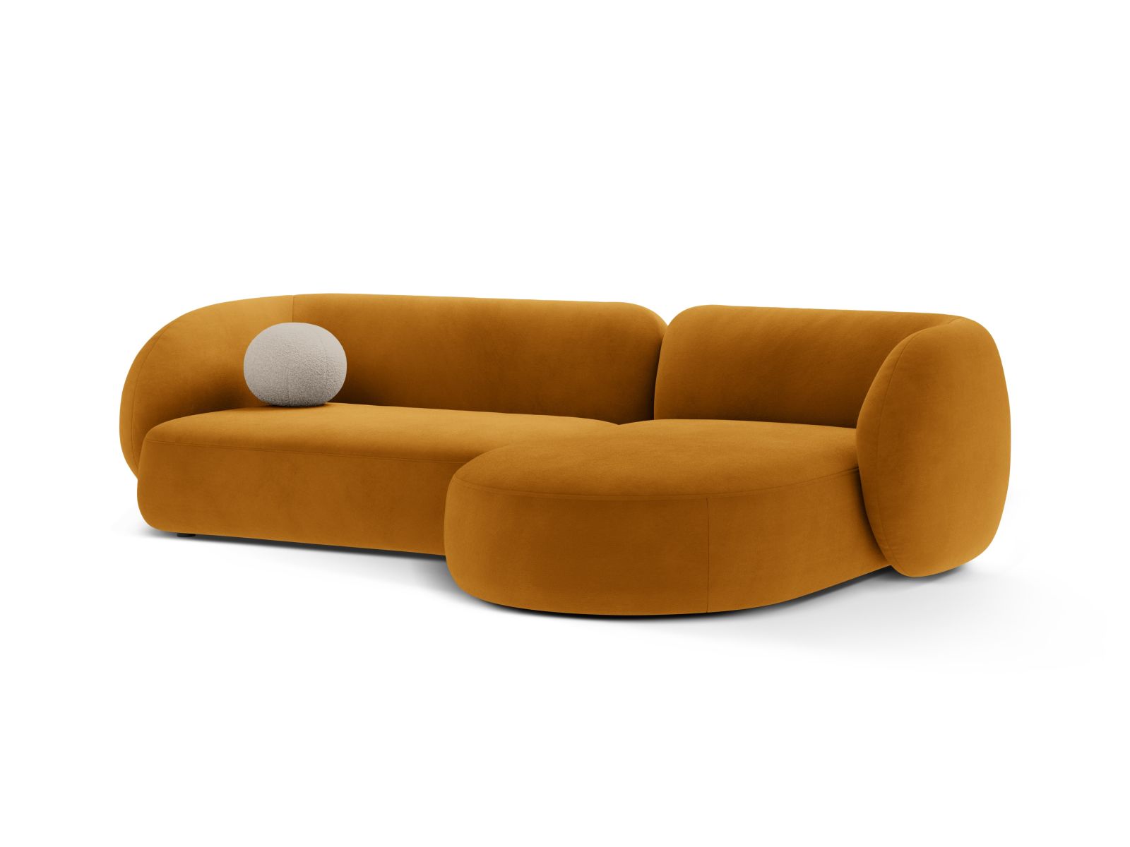 Elegantes 3-Sitzer Ecksofa rechts Kate in strahlendem Gelb, ideal für stilvolle Wohnräume und gemütliche Abende.