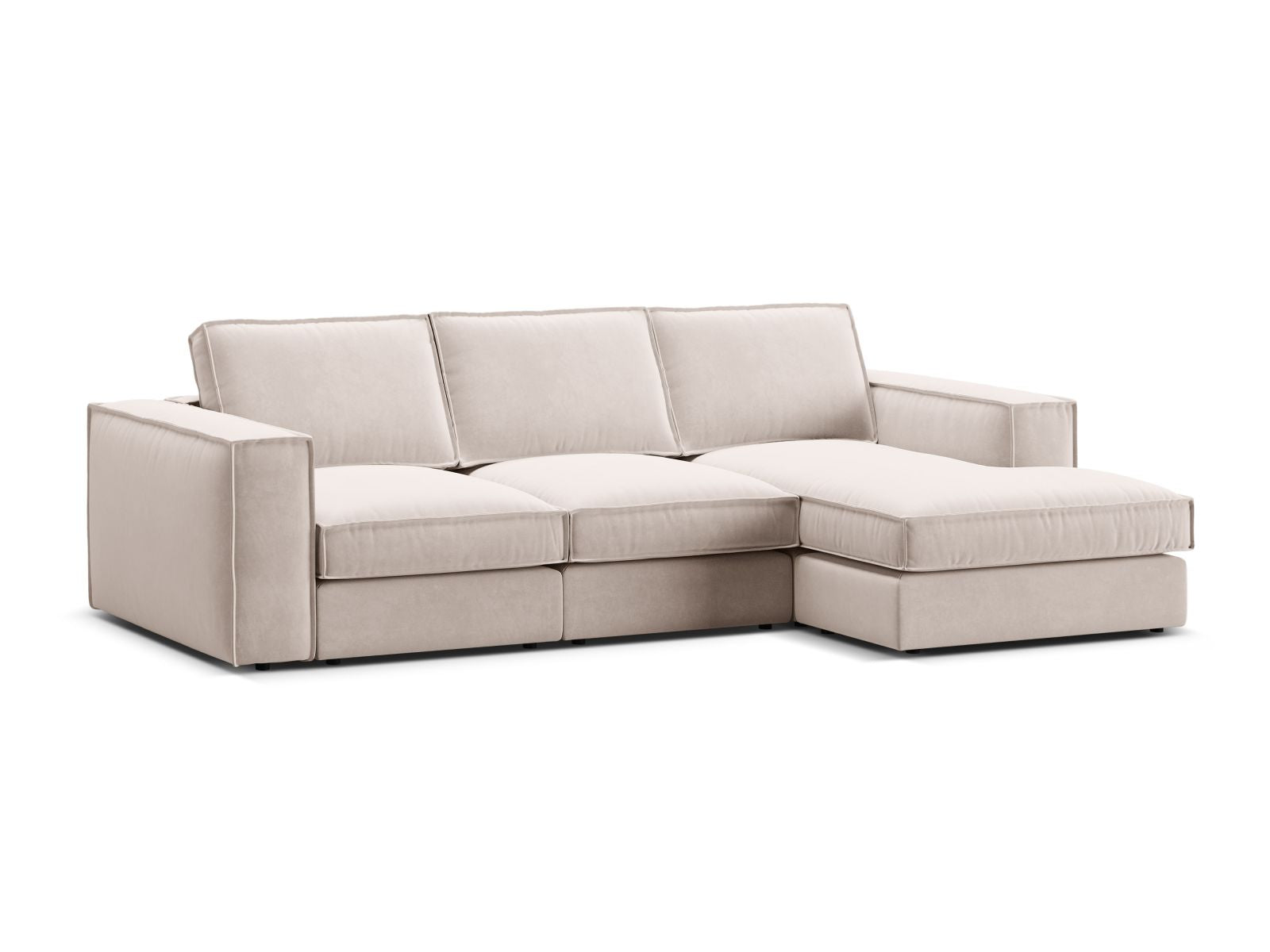 Beige 3-Sitzer Ecksofa Pola von Micadoni, stilvolles und flexibles Möbelstück für einladende Wohnräume, ideal für Entspannung und gesellige Abende.