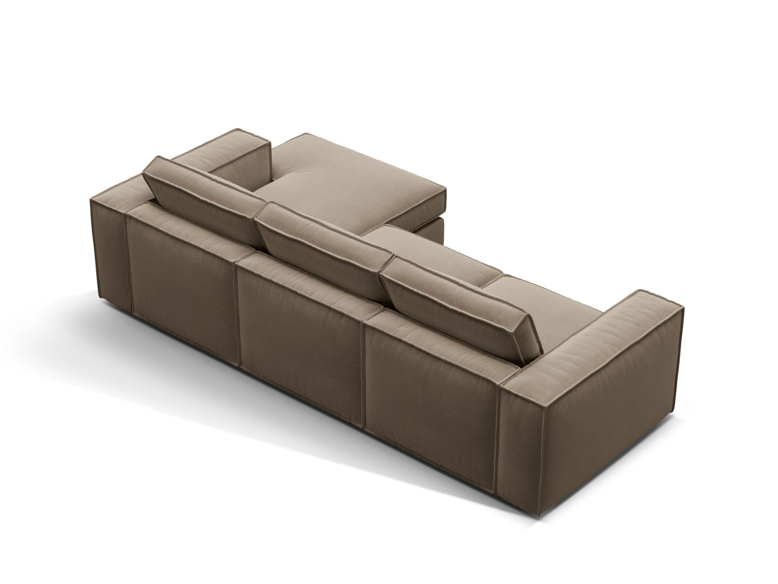 Modulares 3-Sitzer Ecksofa Pola in zeitgemäßem Stil, perfekt für gemütliche Abende und anpassbare Wohnkonzepte.