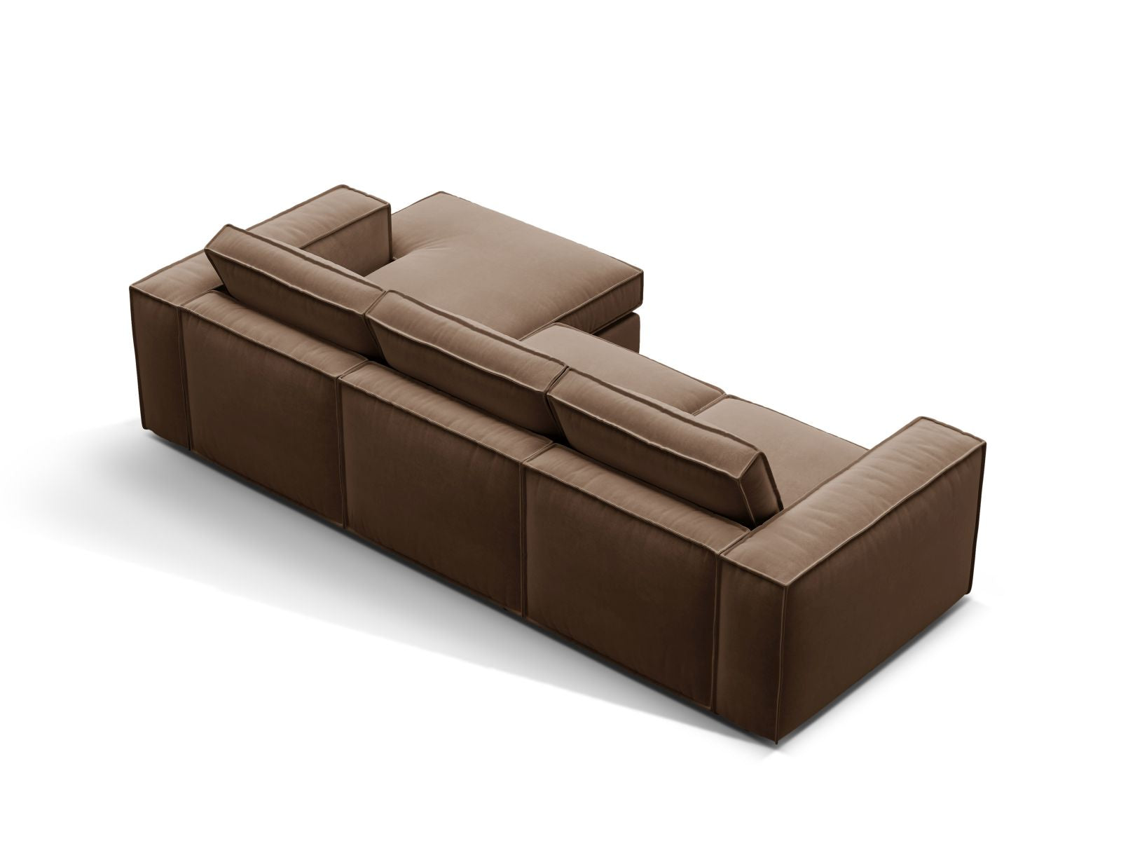 Modulares 3-Sitzer Ecksofa Pola in edlem Chocolate-Salvador, perfekt für moderne Wohnzimmer und gemütliche Abende von Micadoni.