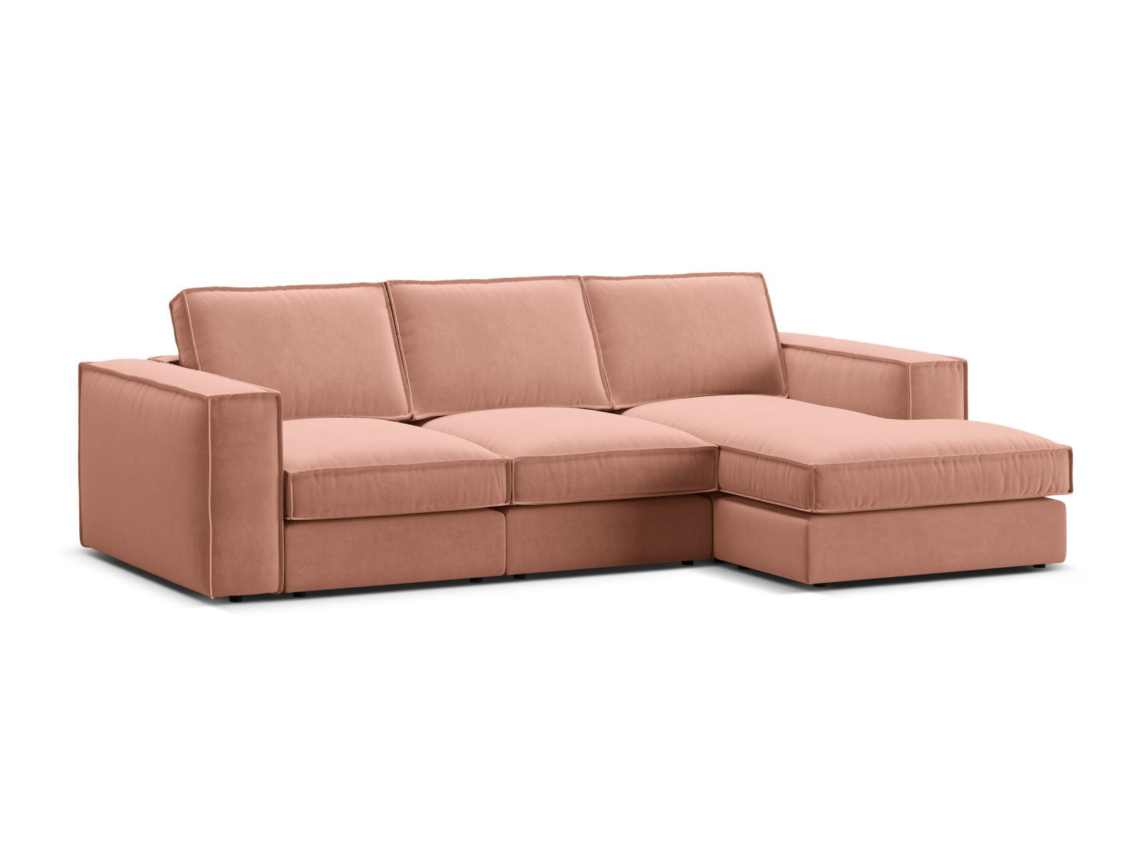 Modulares 3-Sitzer Ecksofa Pola in Pink-Salvador, ideal für moderne Wohnräume, erhältlich bei Micadoni im KAQTU Onlineshop.