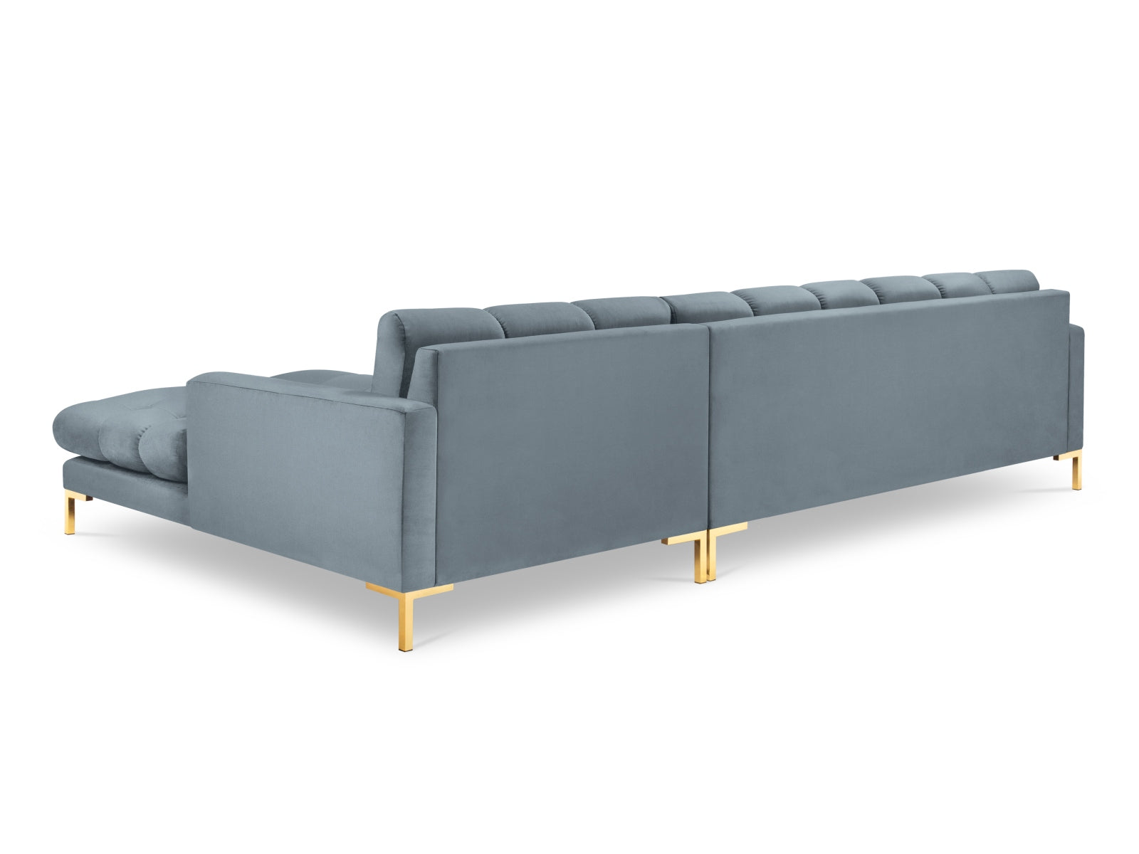 Mamaia Velour Ecksofa rechts 5 Sitzer in Light Blue/Gold präsentiert im Onlineshop von KAQTU Design AG. Ecksofa rechts ist von Micadoni