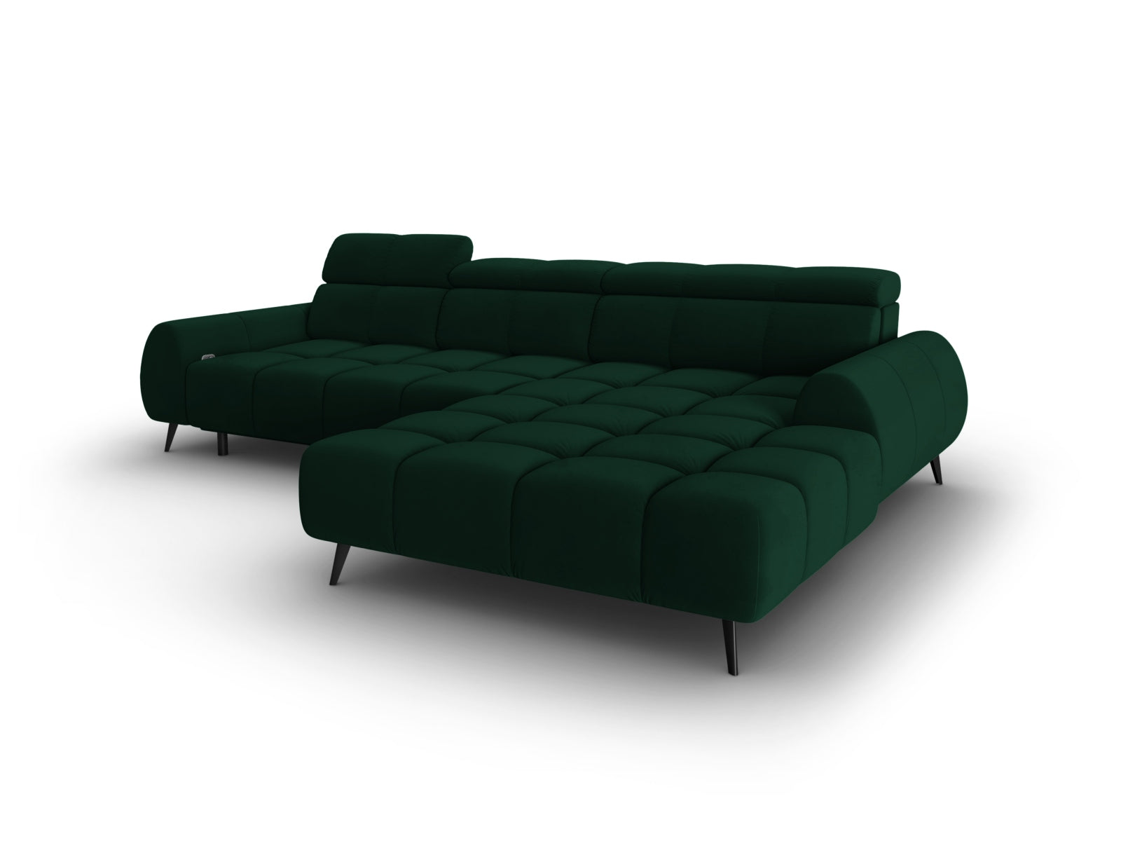 Erleben Sie das Alyse Velour Electric Ecksofa rechts von Micadoni – ein elegantes 5-Sitzer Sofa, das modernen Komfort und stilvolles Design vereint.