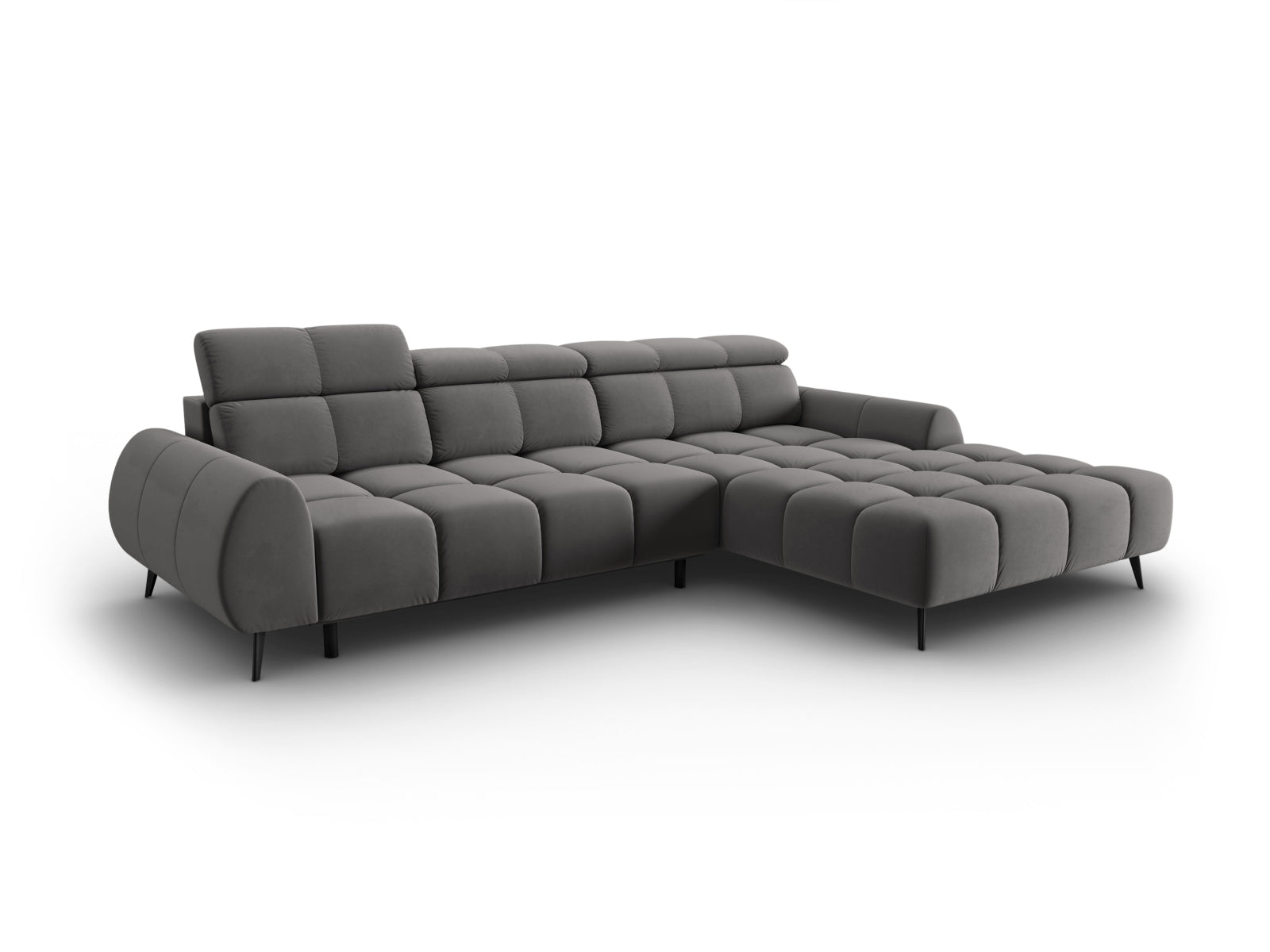 Alyse Velour Electric Ecksofa rechts 5 Sitzer in Light Grey präsentiert im Onlineshop von KAQTU Design AG. Ecksofa rechts ist von Micadoni