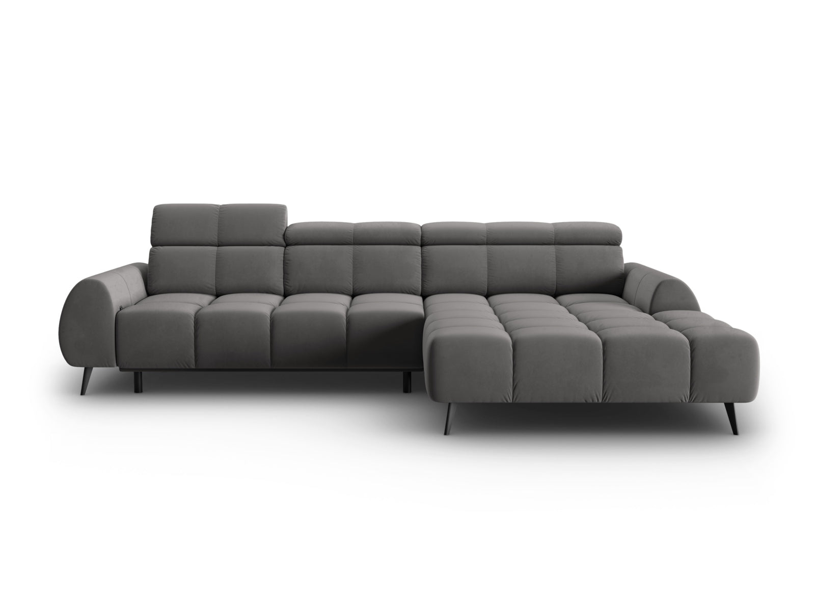 Entdecken Sie das Alyse Velour Electric Ecksofa rechts von Micadoni – ein stilvolles 5-Sitzer Sofa, das Komfort und Eleganz perfekt kombiniert.