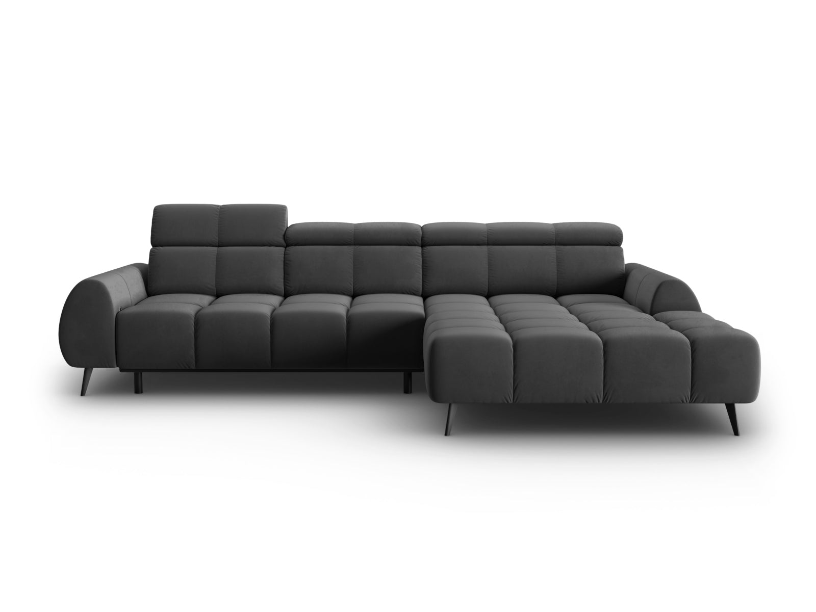 Entdecken Sie das Alyse Velour Electric Ecksofa rechts von Micadoni – ein stilvolles 5-Sitzer Sofa, das Komfort und Eleganz perfekt kombiniert.