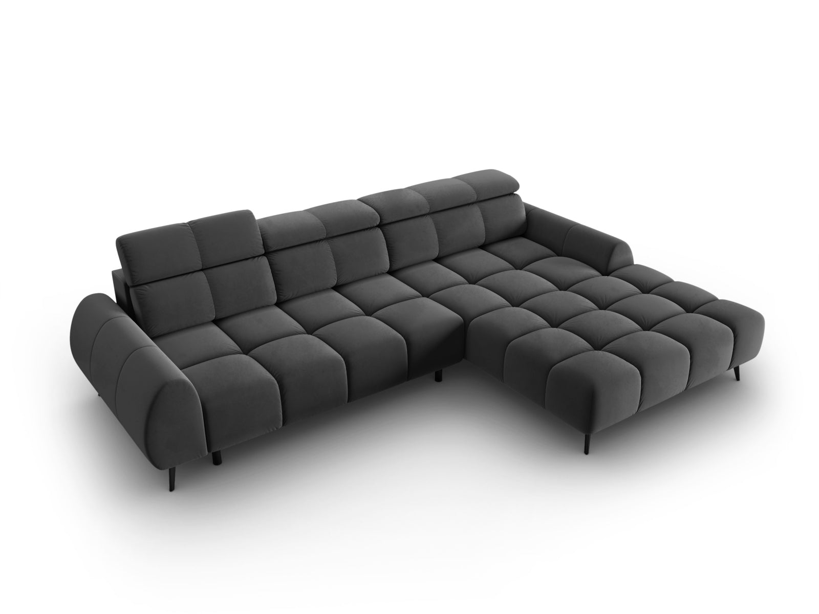 Entdecken Sie das Alyse Velour Electric Ecksofa rechts von Micadoni – ein stilvolles 5-Sitzer Sofa, das modernen Komfort und Eleganz perfekt kombiniert.