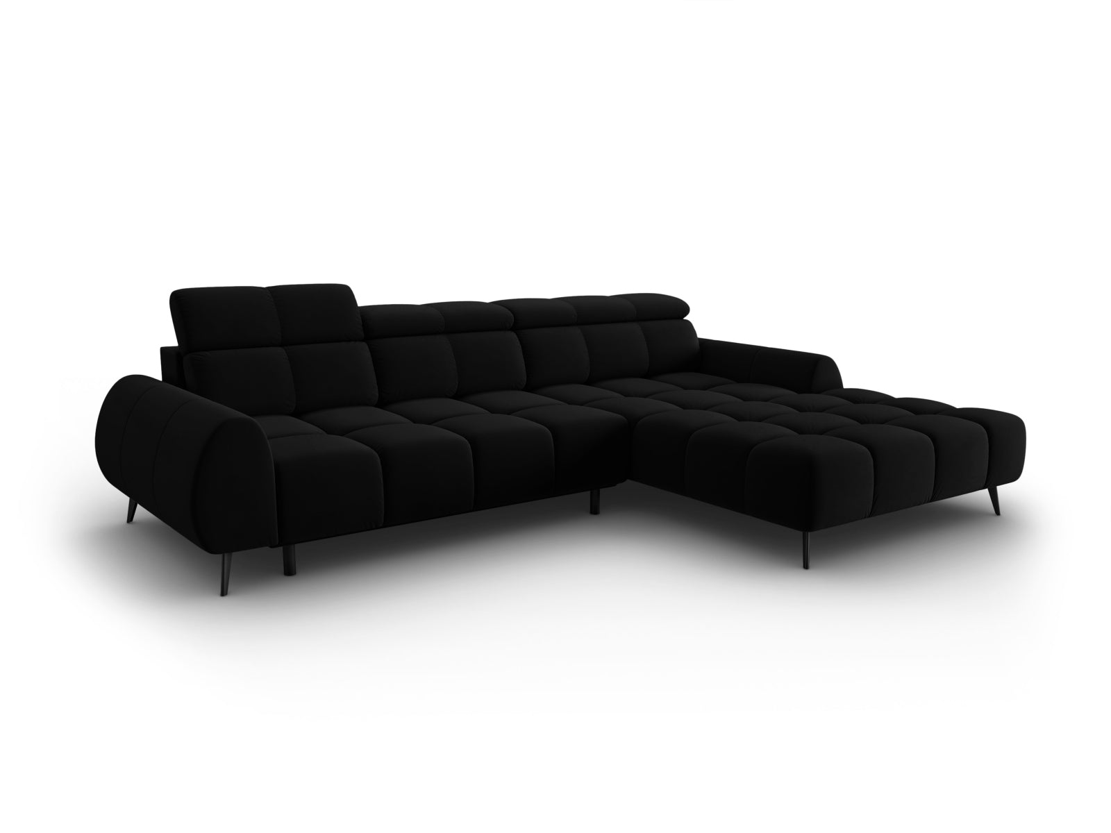 Alyse Velour Electric Ecksofa rechts 5 Sitzer in Black präsentiert im Onlineshop von KAQTU Design AG. Ecksofa rechts ist von Micadoni