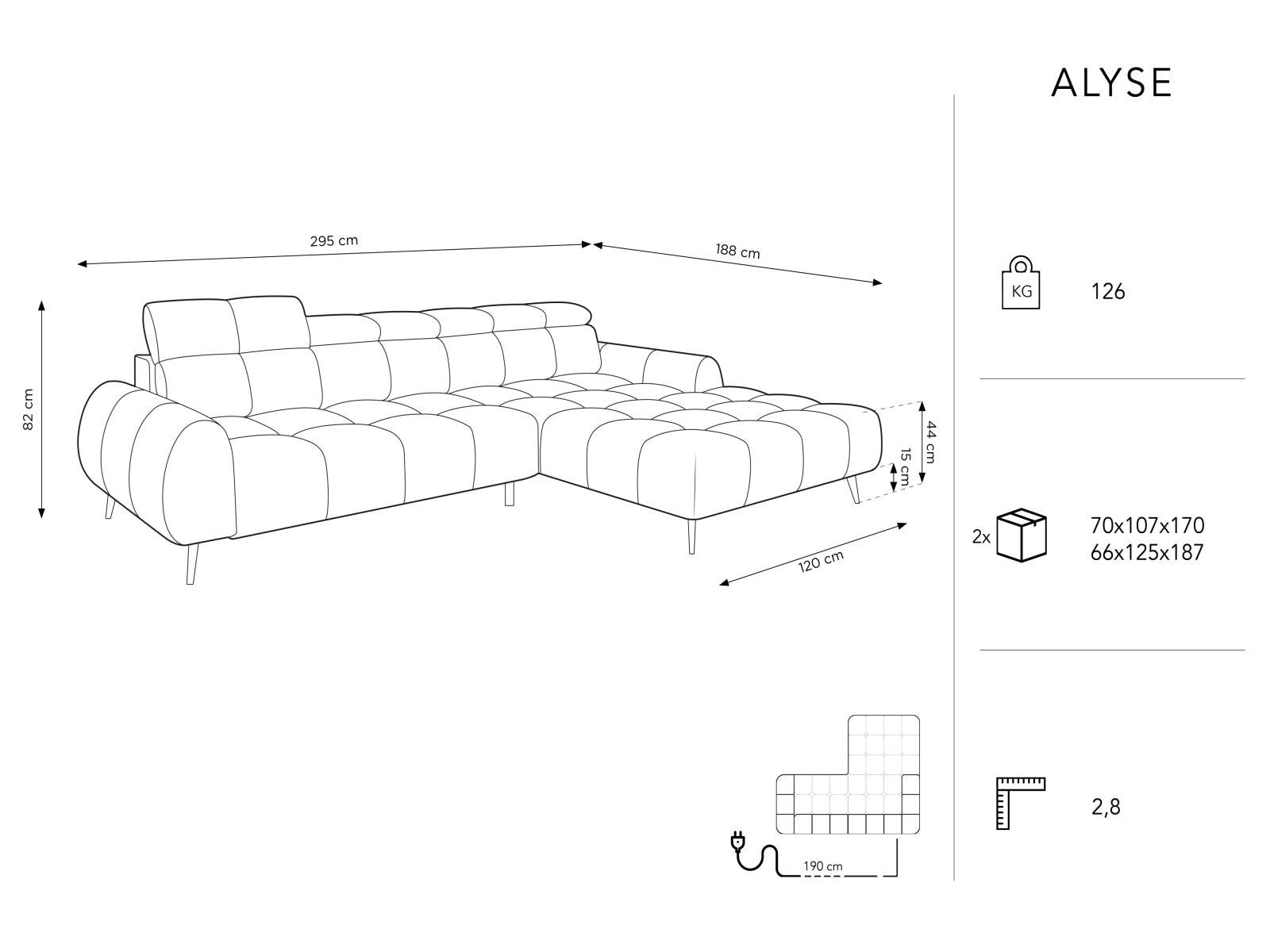 Entdecken Sie das Alyse Velour Electric Ecksofa rechts von Micadoni – ein stilvolles 5-Sitzer Sofa, das modernen Komfort und Eleganz perfekt kombiniert.
