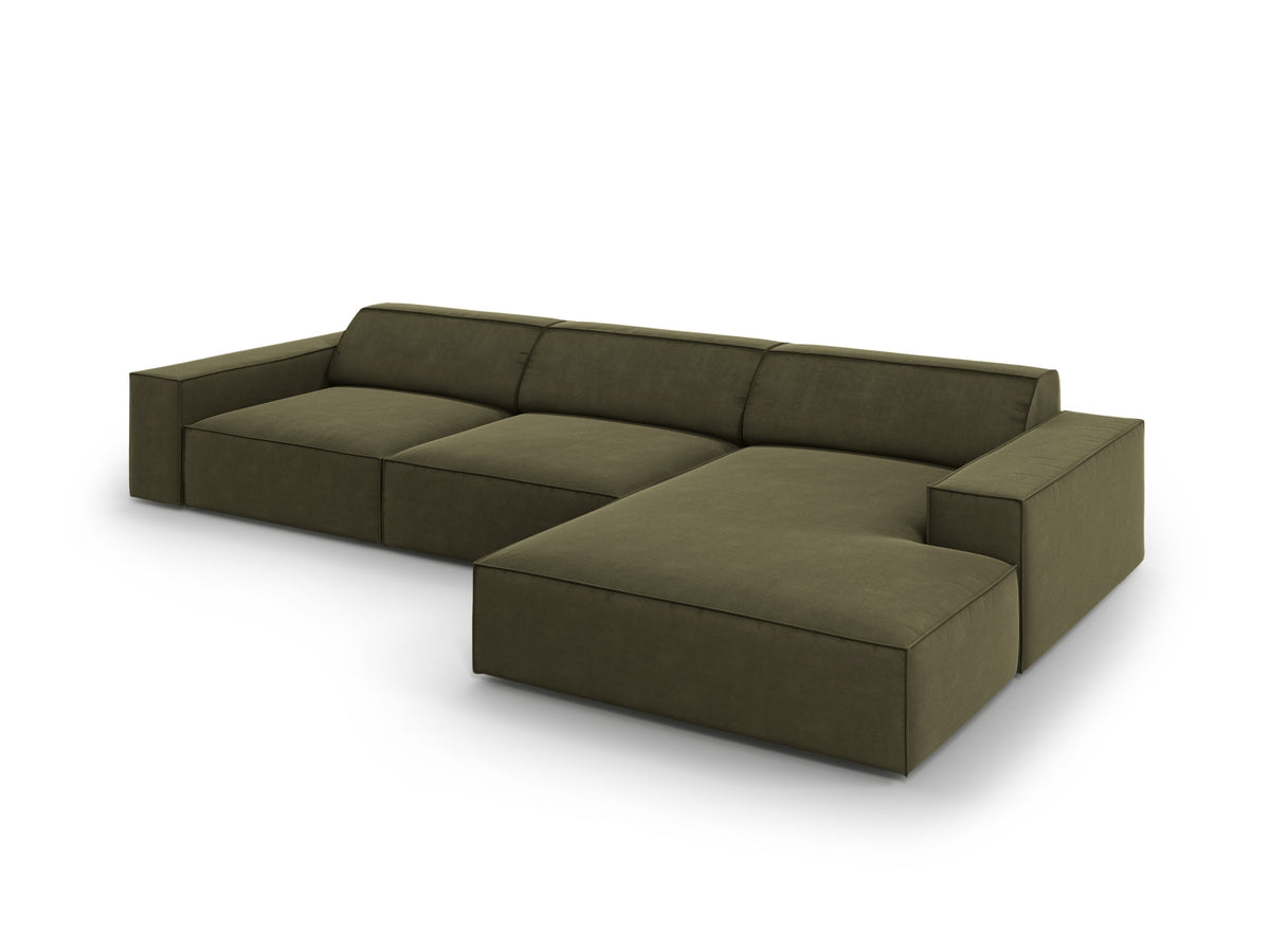 Jodie Velour modulares Ecksofa rechts 4 Sitzer in Green-Bluvel präsentiert im Onlineshop von KAQTU Design AG. L-Sofa rechts ist von Micadoni