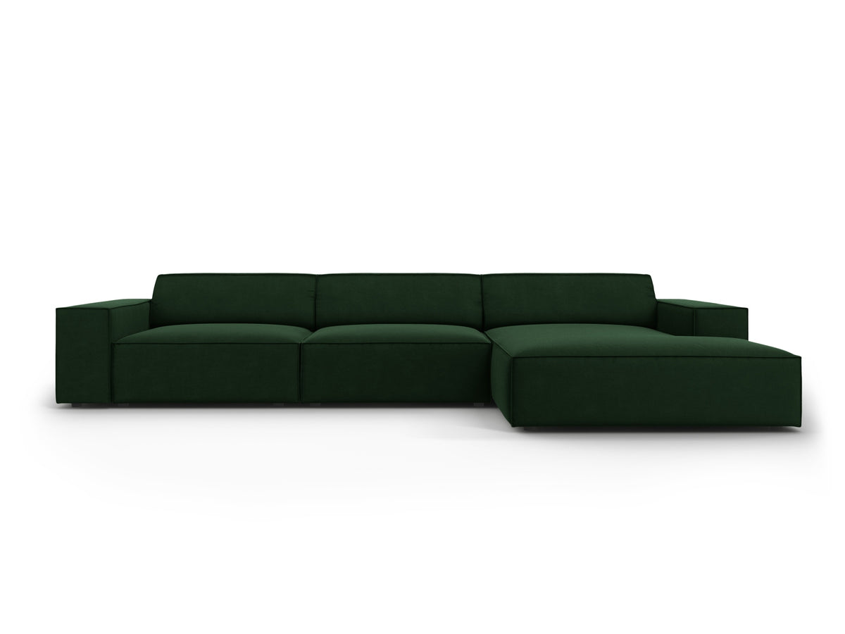 Jodie Velour modulares Ecksofa rechts 4 Sitzer in Bottle Green-Bluvel präsentiert im Onlineshop von KAQTU Design AG. L-Sofa rechts ist von Micadoni