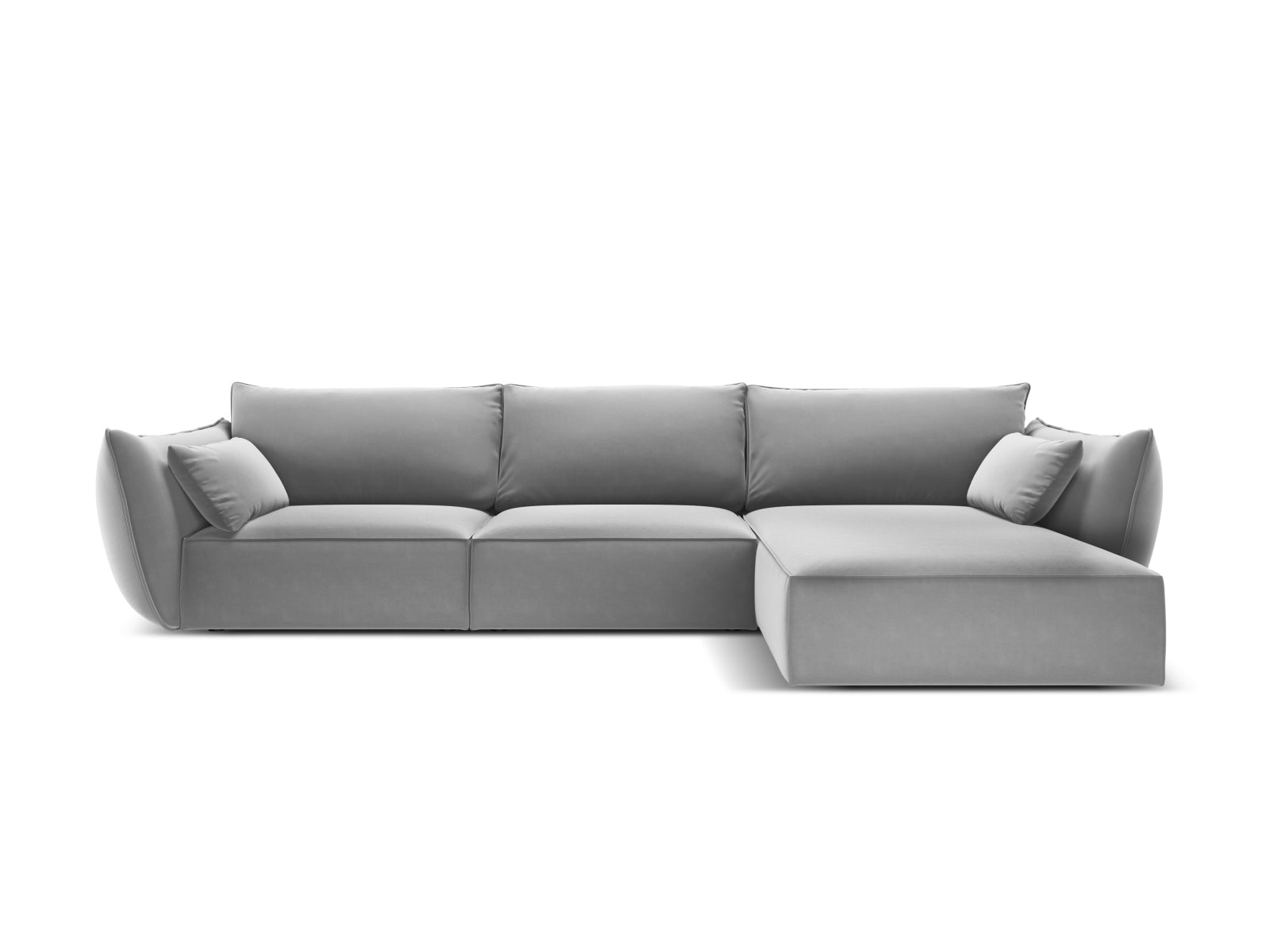 Kaelle Velour Ecksofa rechts 4 Sitzer in Grey-Bluvel präsentiert im Onlineshop von KAQTU Design AG. L-Sofa rechts ist von Micadoni