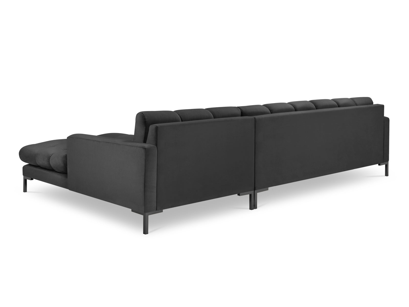 Mamaia Velour Ecksofa rechts 5 Sitzer in Dark Grey/Schwarz präsentiert im Onlineshop von KAQTU Design AG. Ecksofa rechts ist von Micadoni