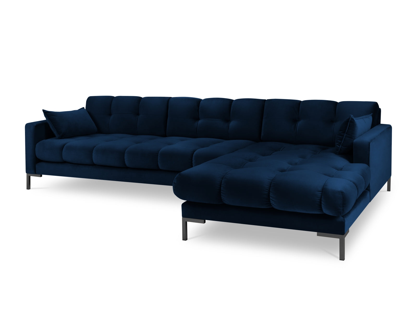 Mamaia Velour Ecksofa rechts 5 Sitzer in Royal Blue/Schwarz präsentiert im Onlineshop von KAQTU Design AG. Ecksofa rechts ist von Micadoni