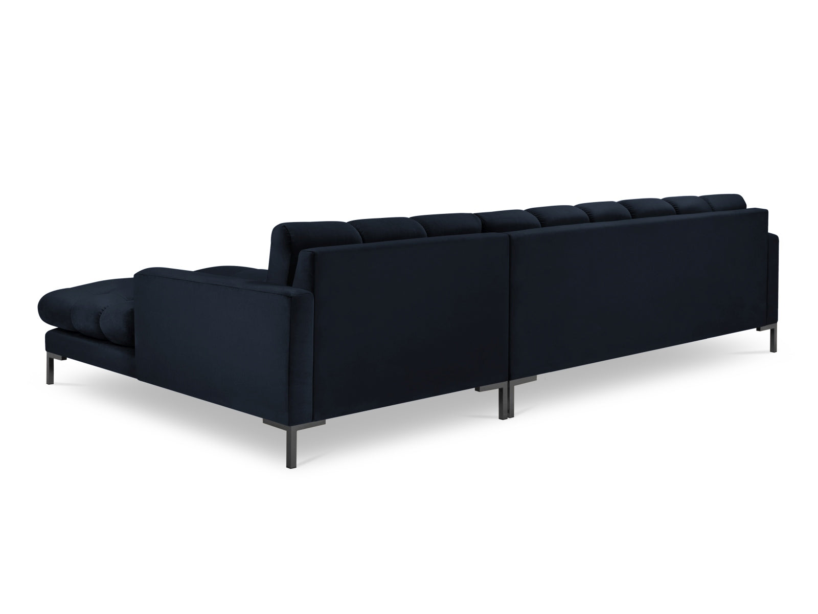 Mamaia Velour Ecksofa rechts 5 Sitzer in Dark Blue/Schwarz präsentiert im Onlineshop von KAQTU Design AG. Ecksofa rechts ist von Micadoni